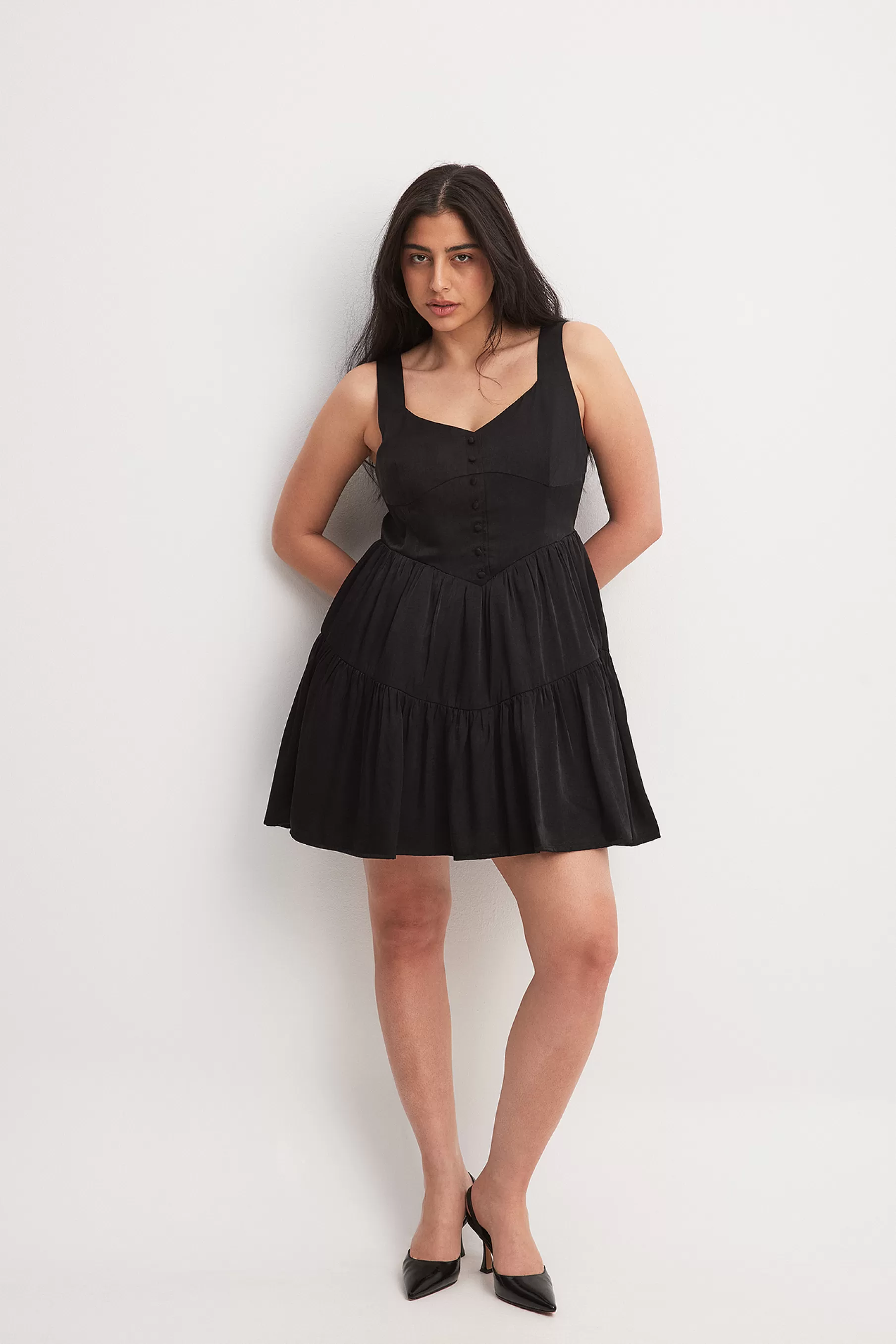 NA-KD Buttoned Mini Dress Black