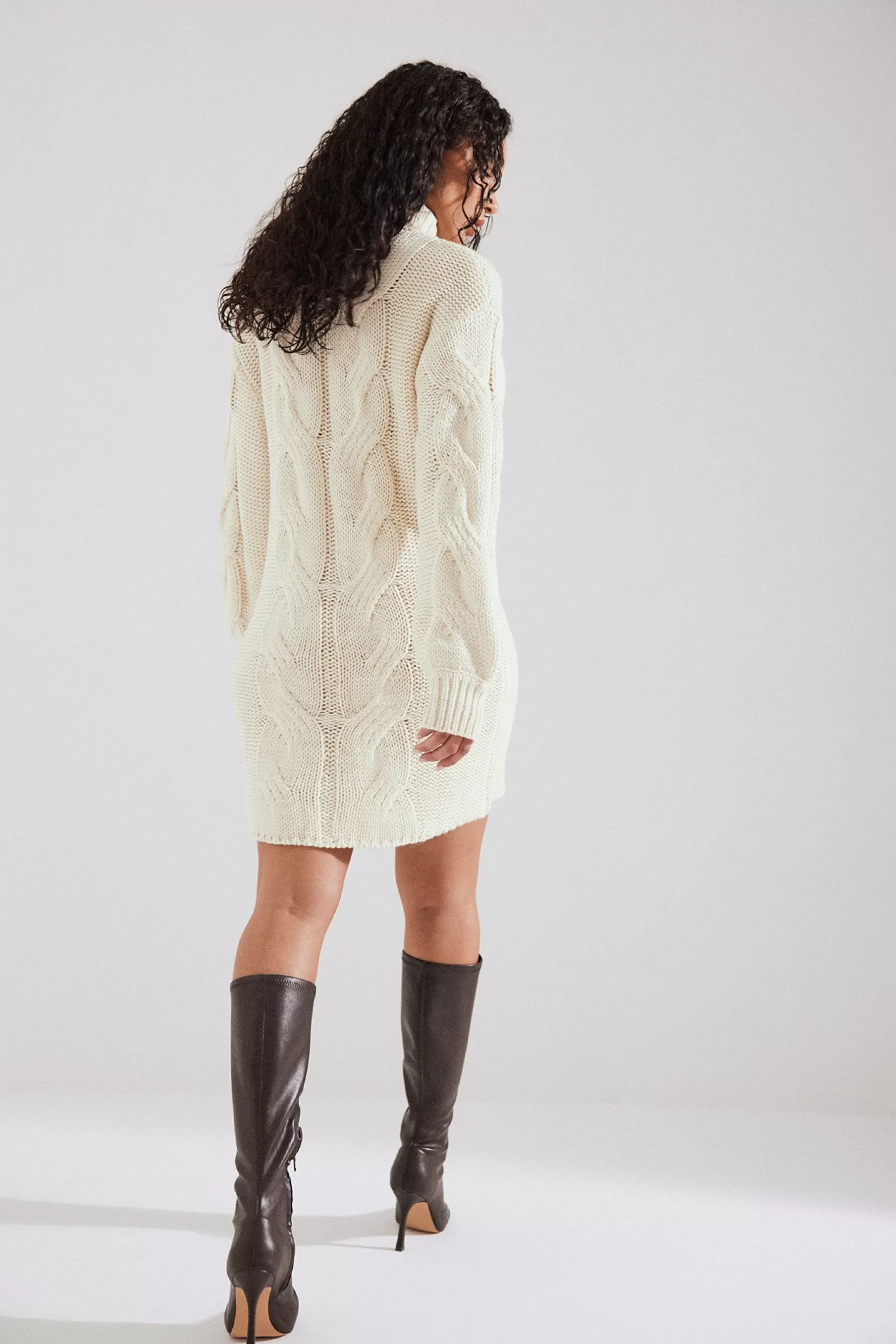 NA-KD Cable Knit Mini Dress Offwhite