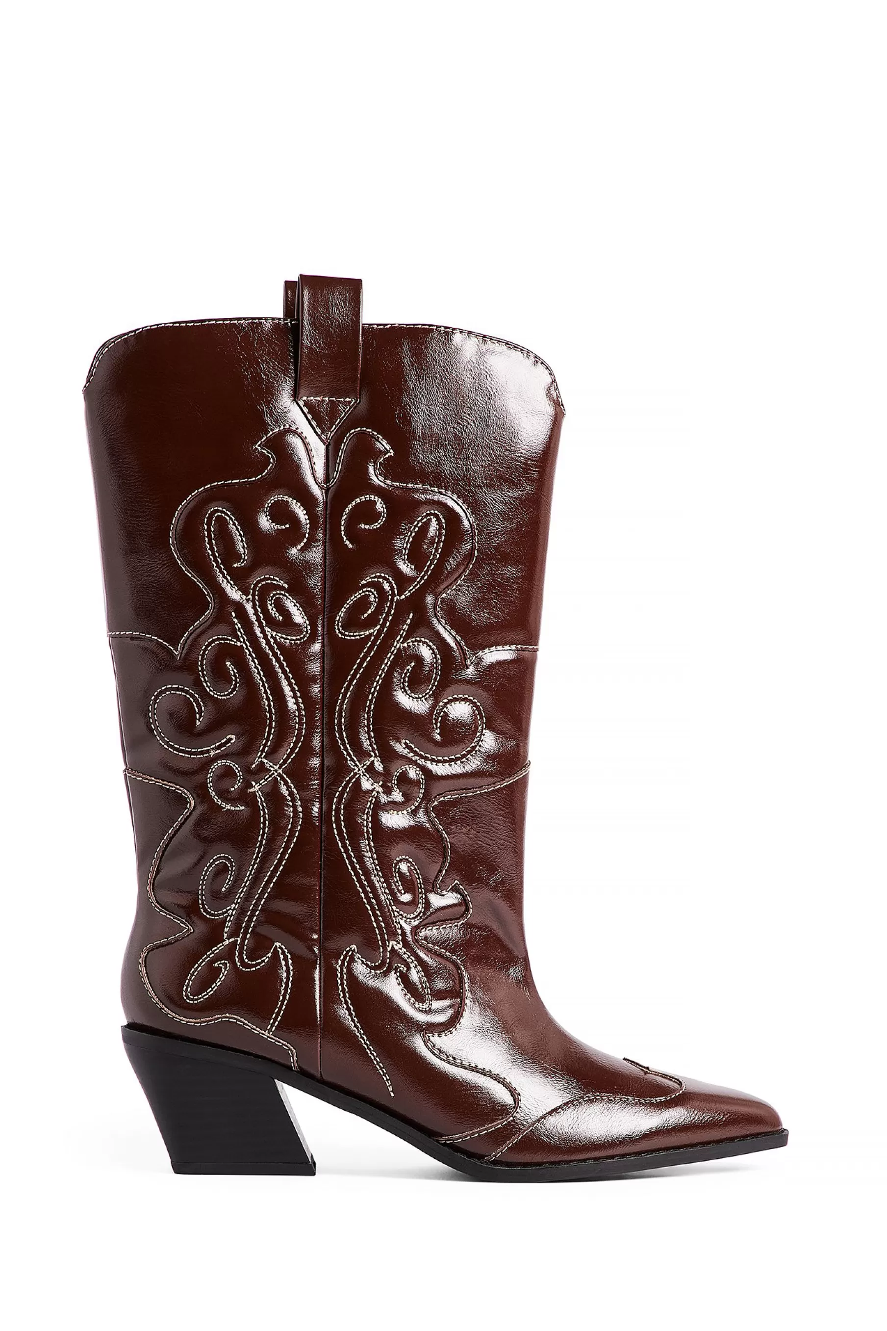 NA-KD Calf Cowboy Boots Brown