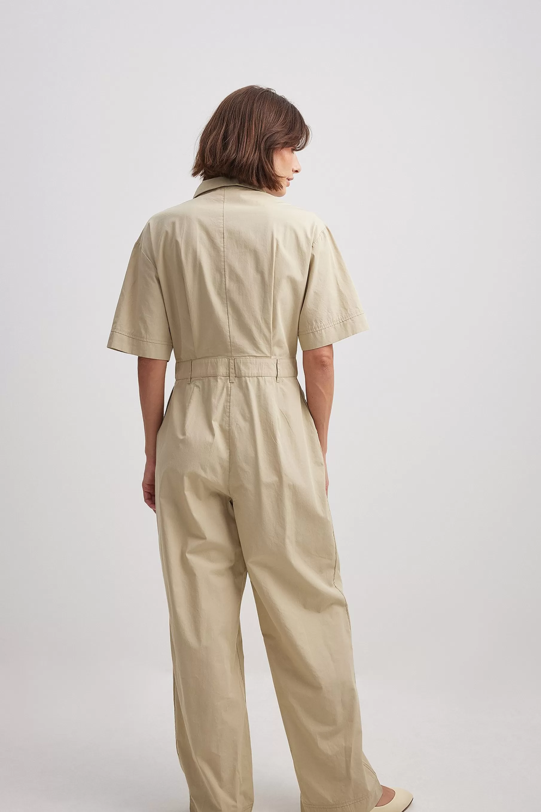 NA-KD Cargo Jumpsuit Beige