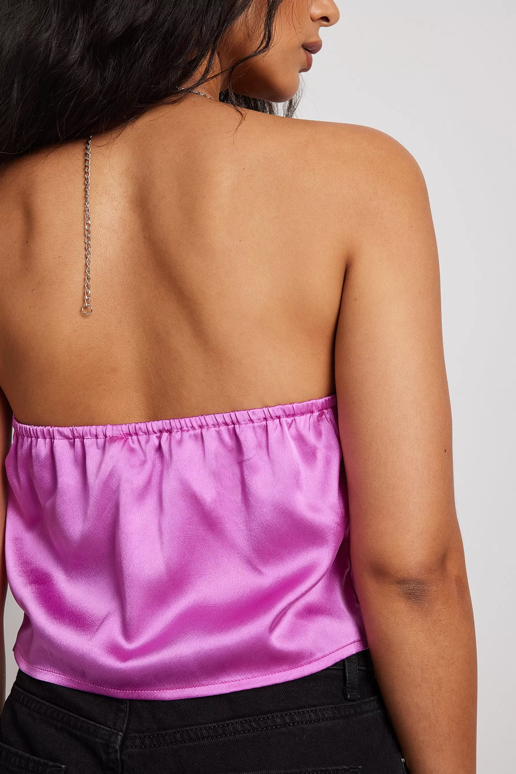 NA-KD Chain Detail Waterfall Front Top Pink