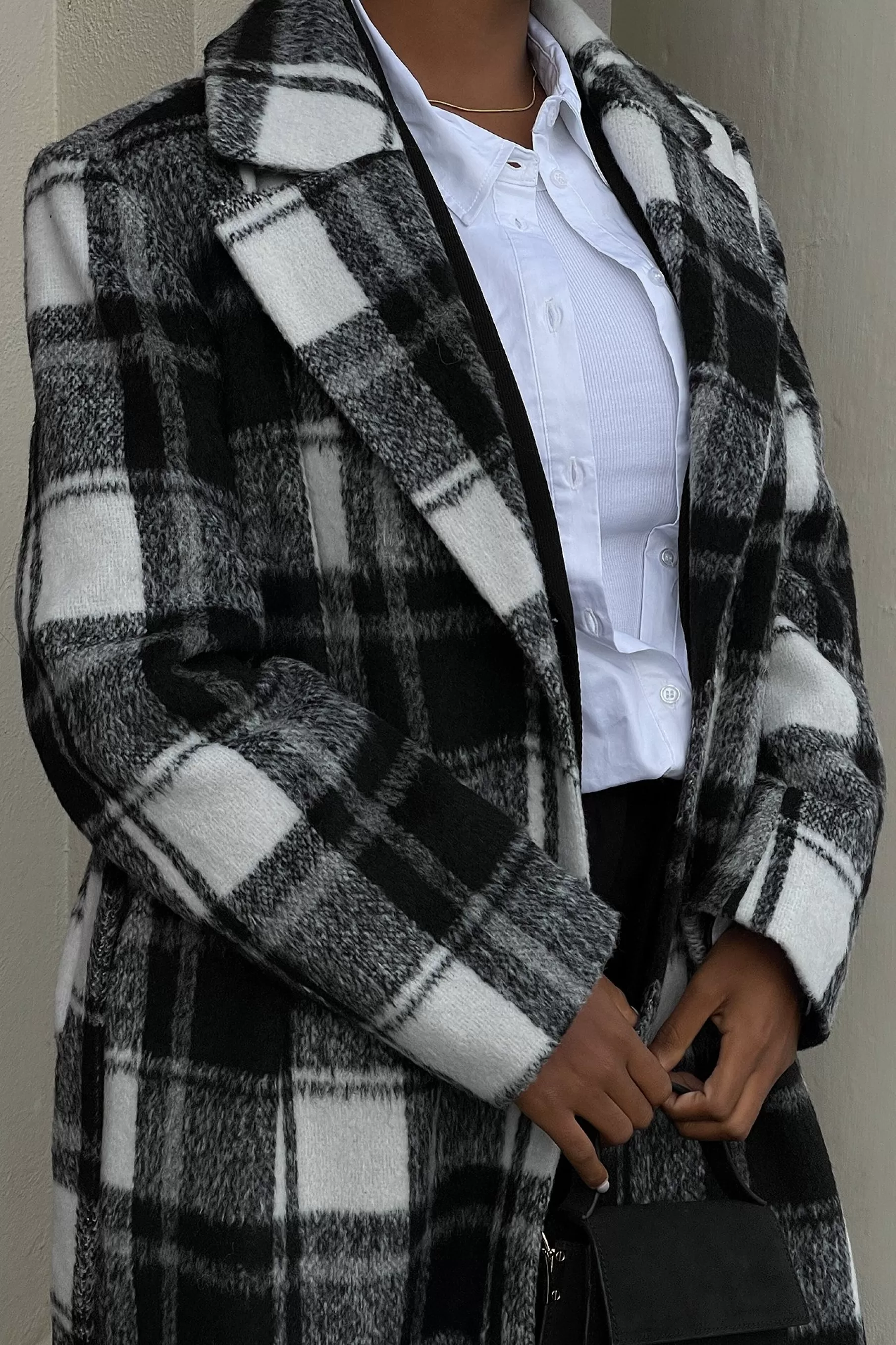 NA-KD Checked Long Coat Checkered