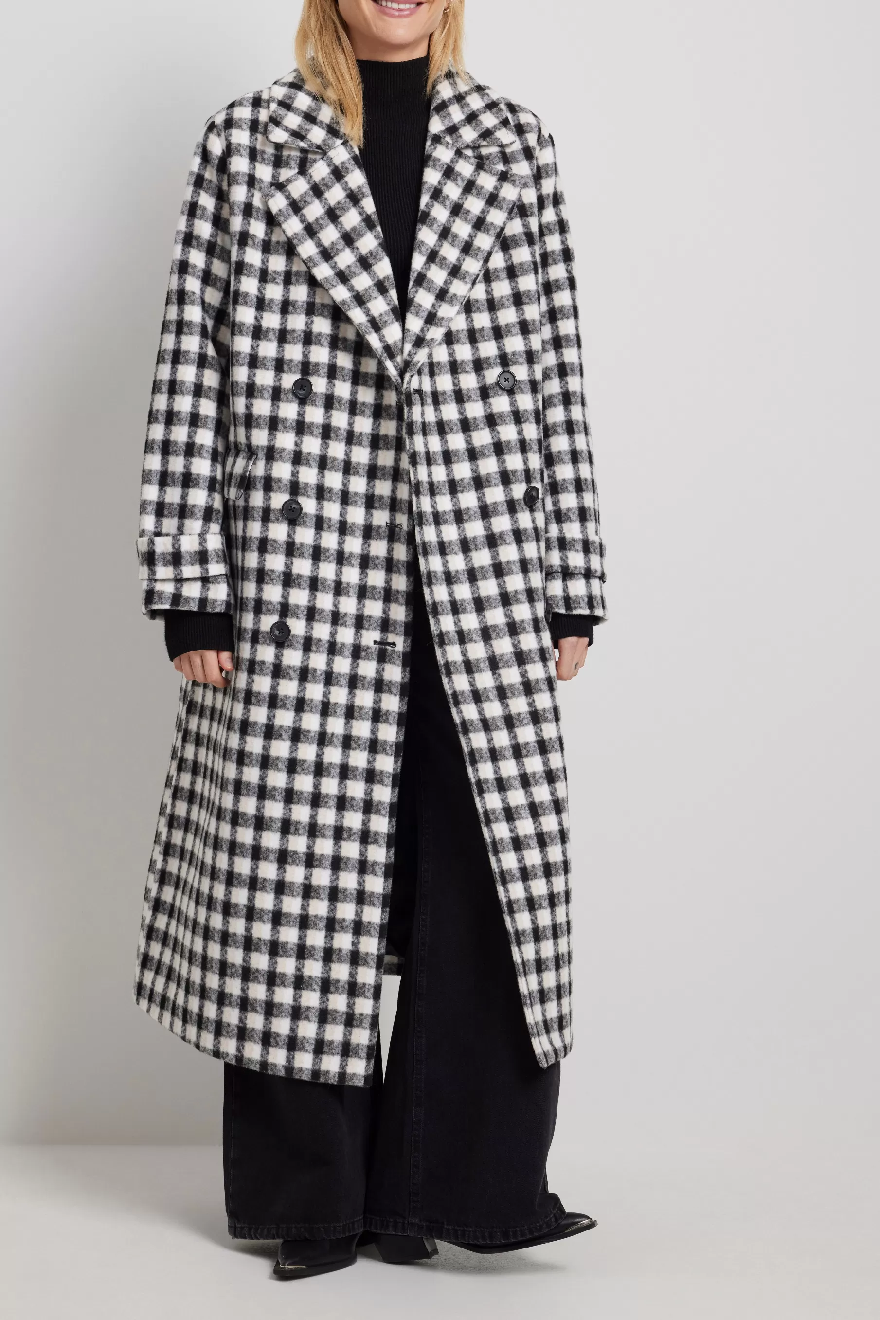 NA-KD Checked Straight Coat Checkered