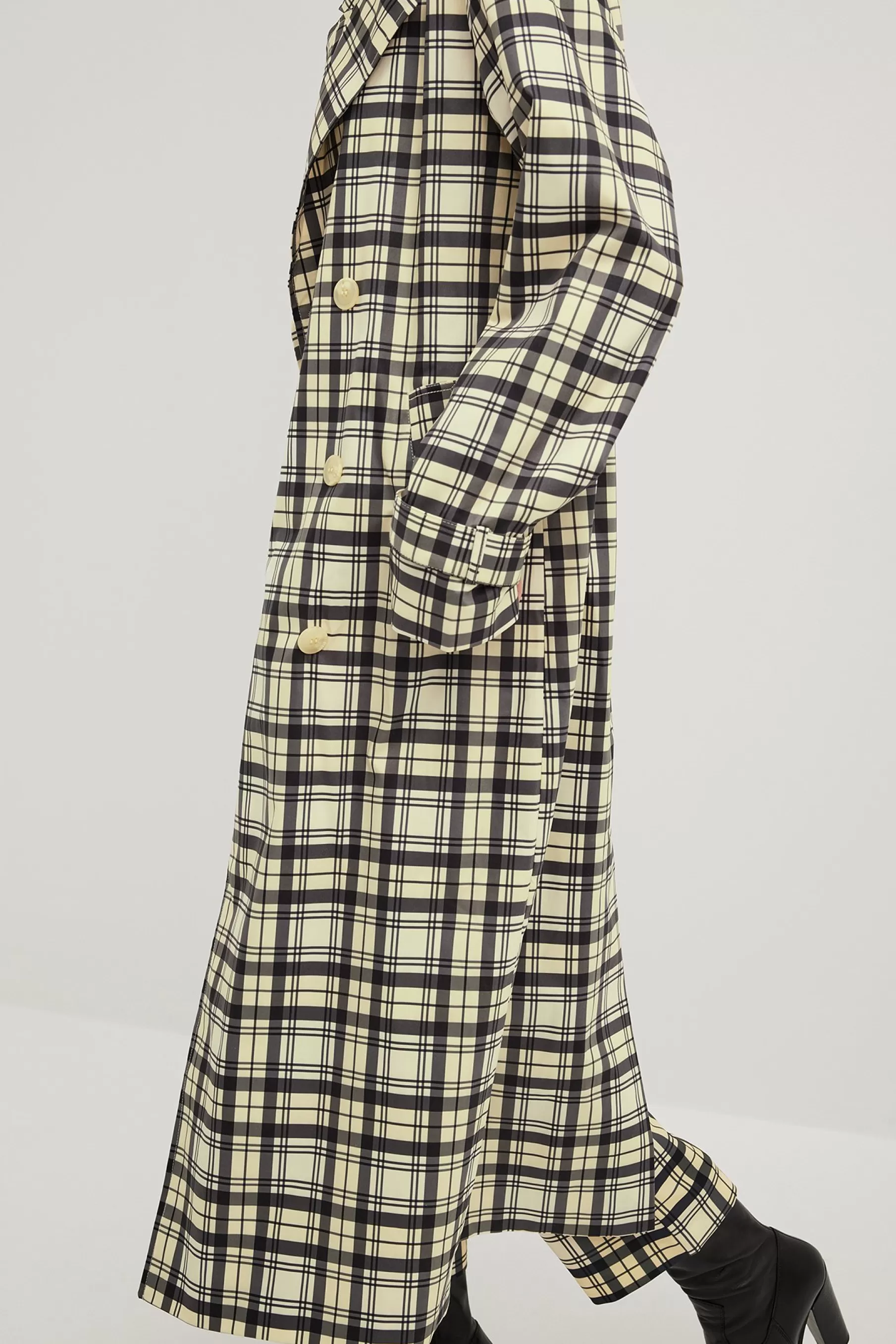 NA-KD Checked Trench Coat Checkered