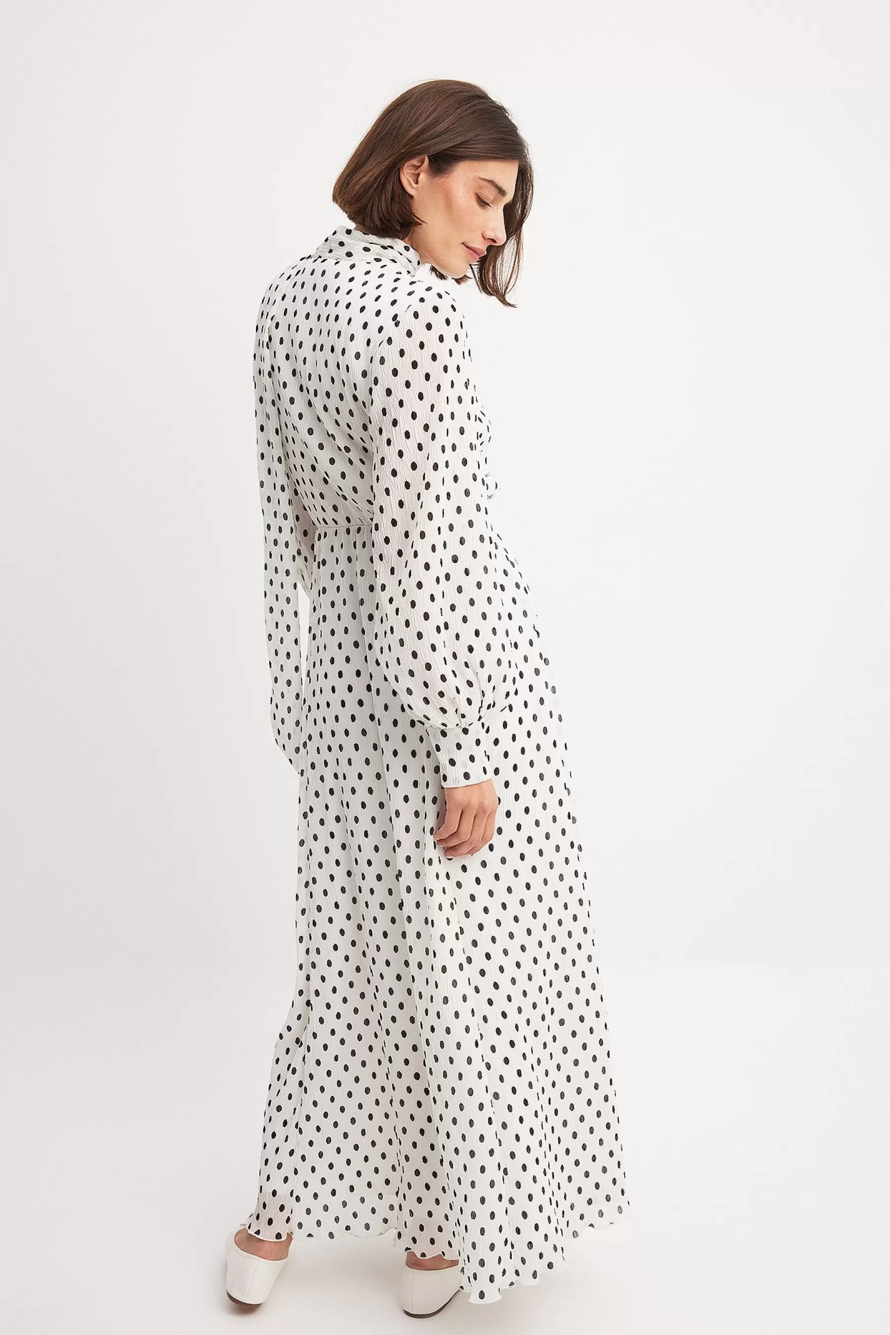 NA-KD Chiffon Polka Dot Maxi Dress White