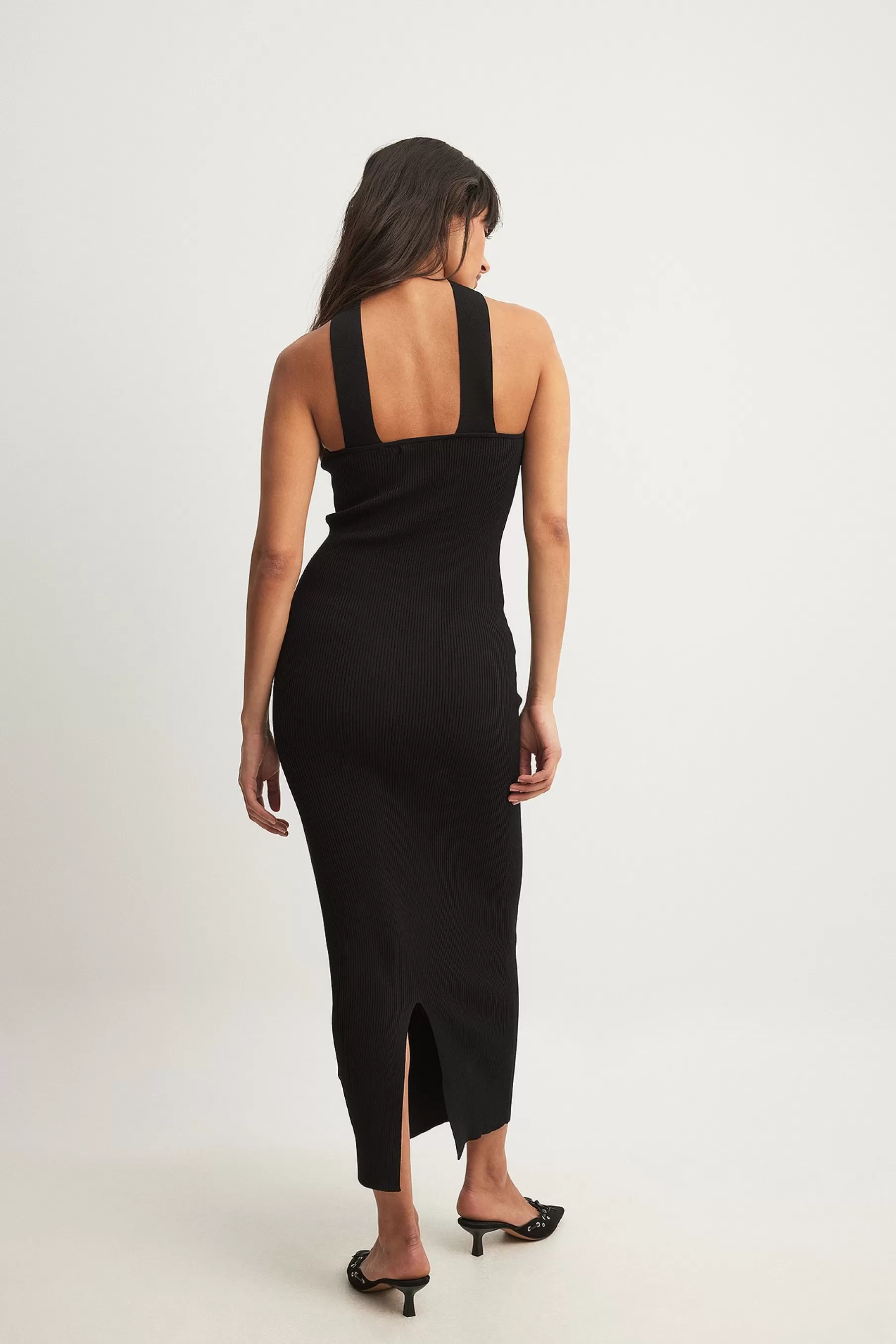 NA-KD Choker Knitted Bandeau Midi Dress Black