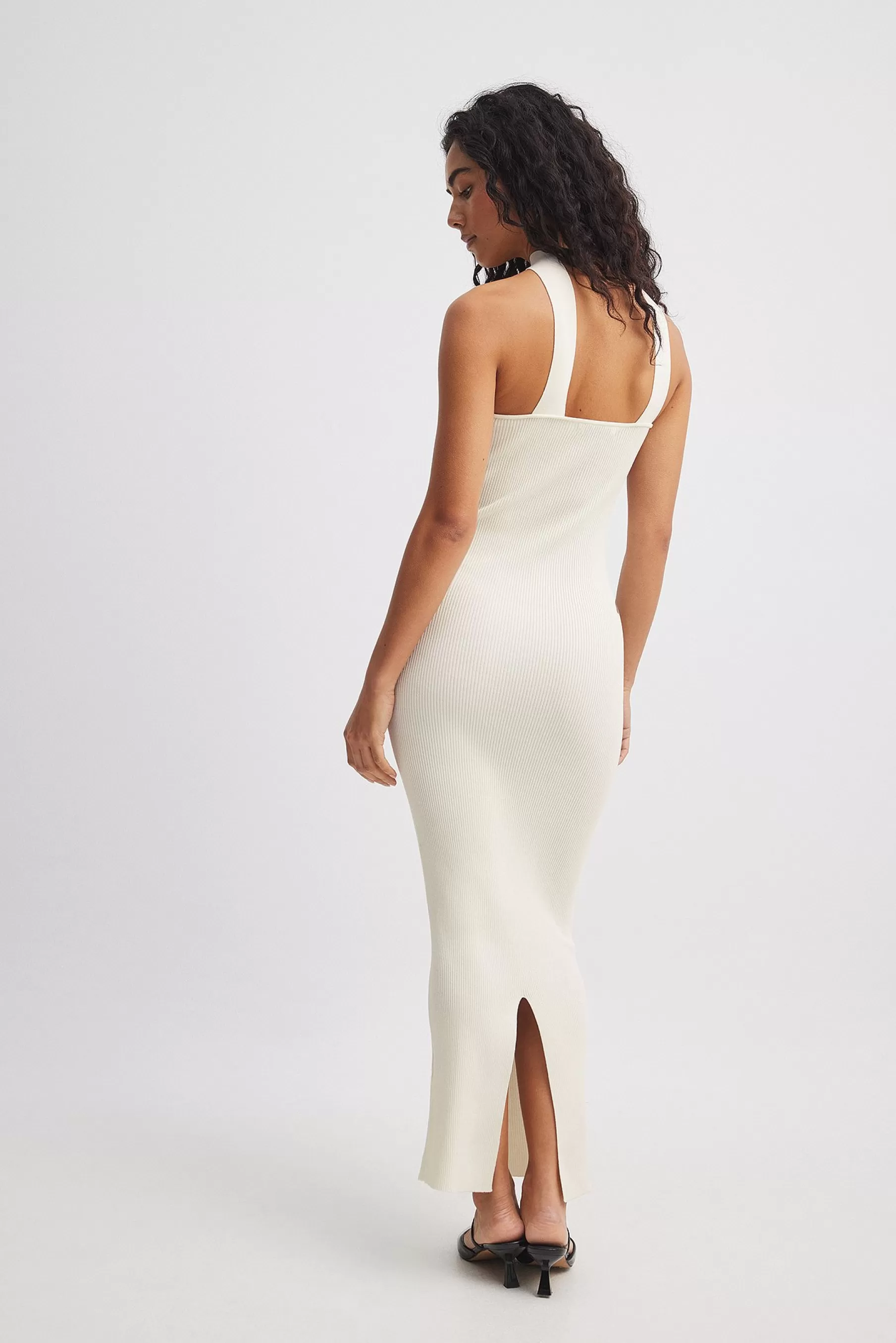 NA-KD Choker Knitted Bandeau Midi Dress Offwhite