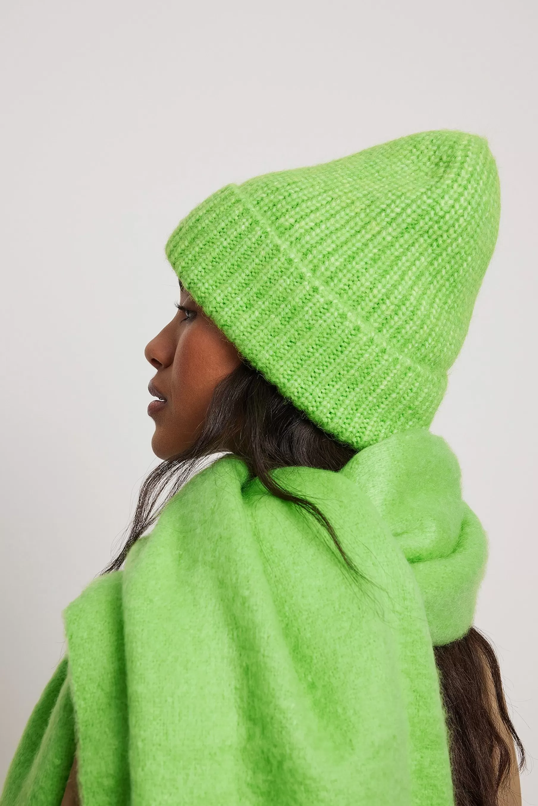 NA-KD Chunky Soft Beanie Green