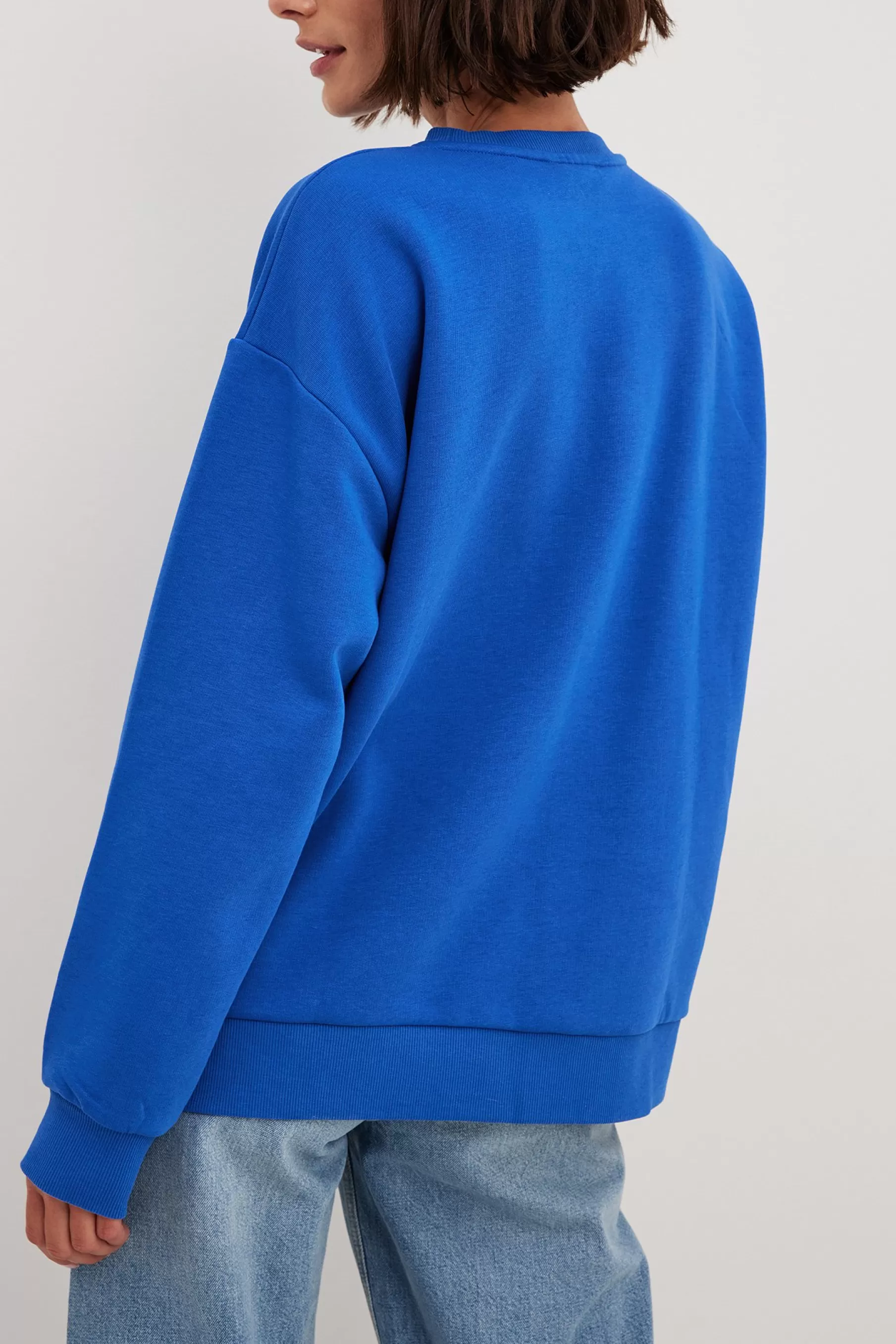 NA-KD City Print Sweatshirt Blue