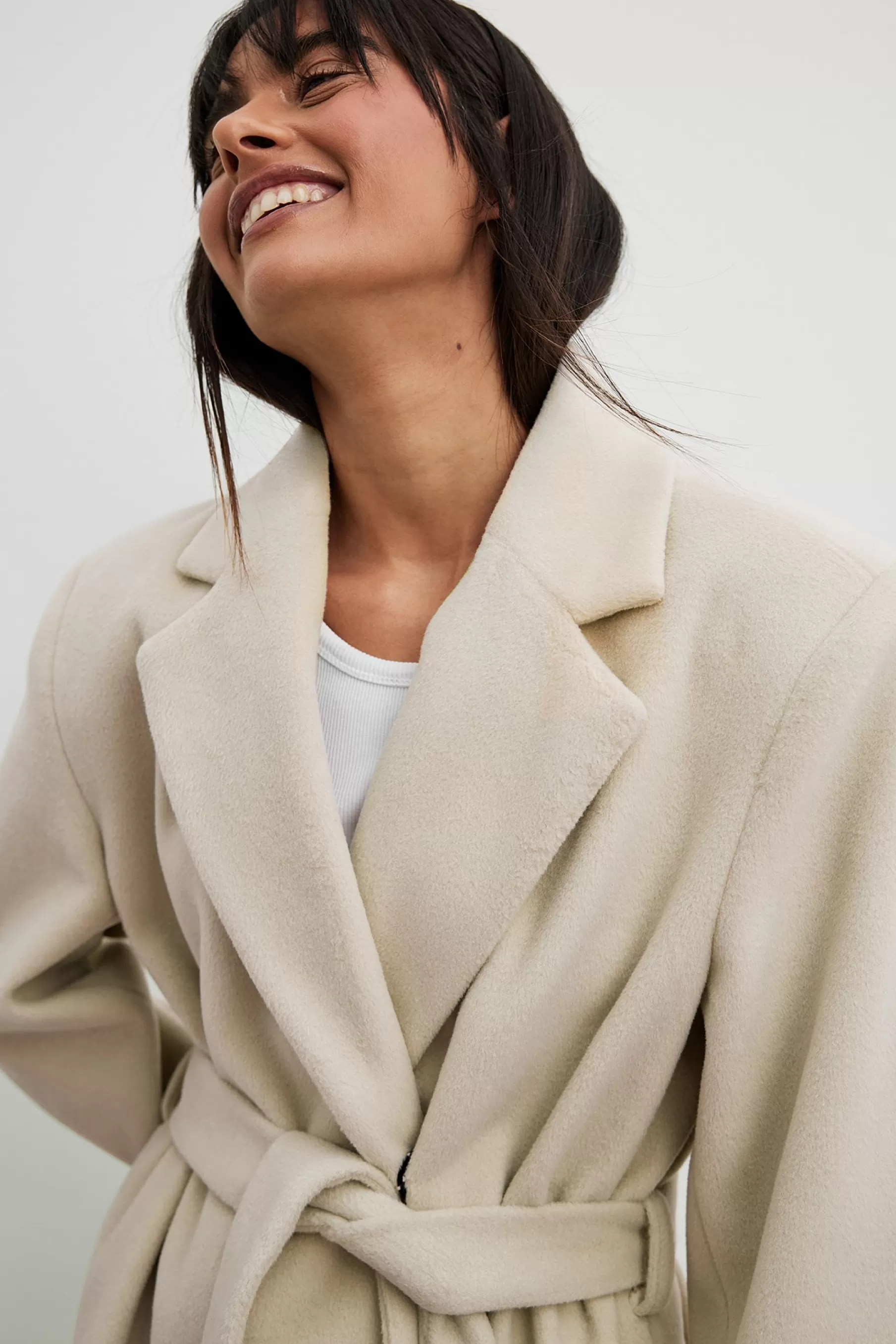 NA-KD Classic Belted Coat Beige