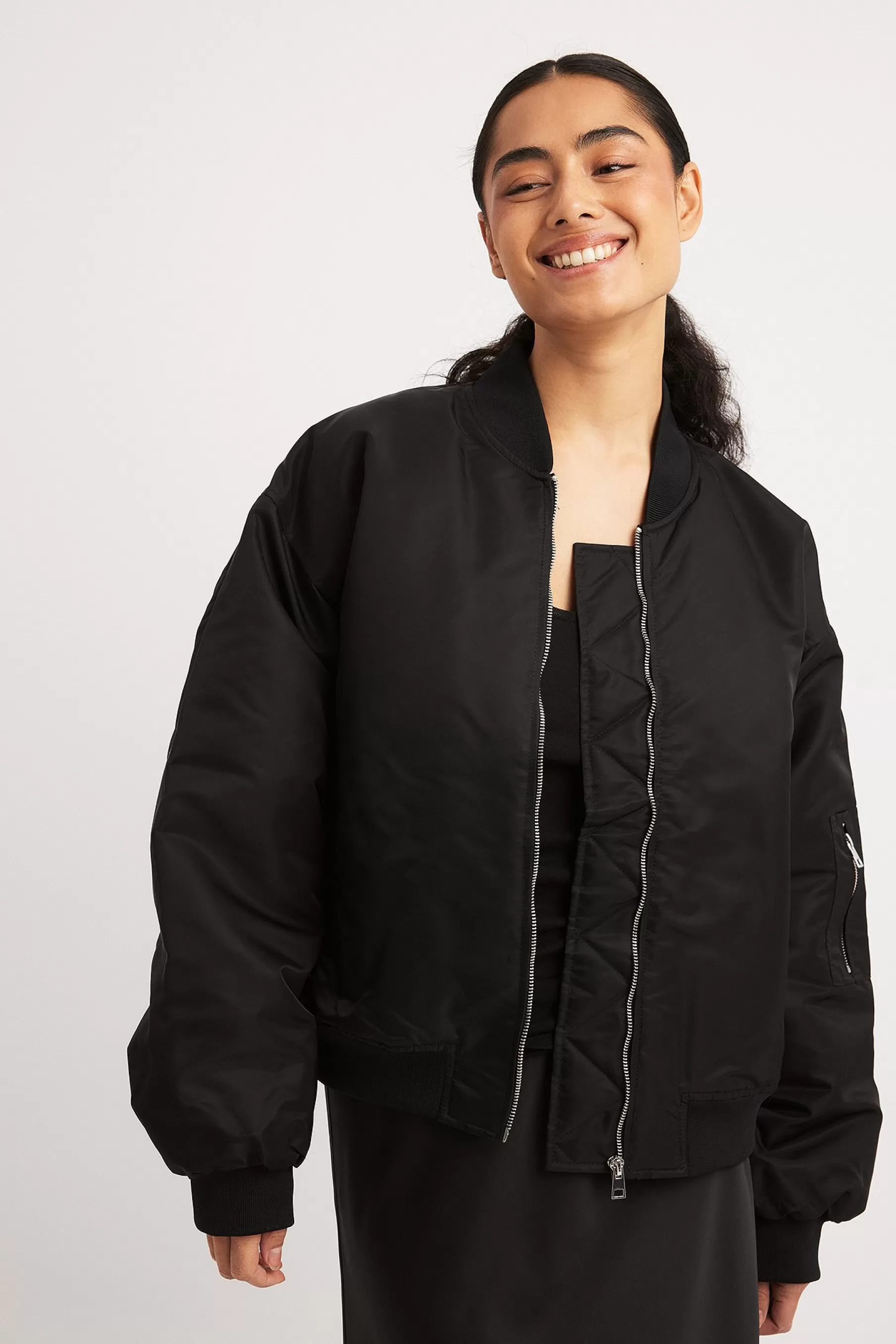 NA-KD Classic Bomber Jacket Black