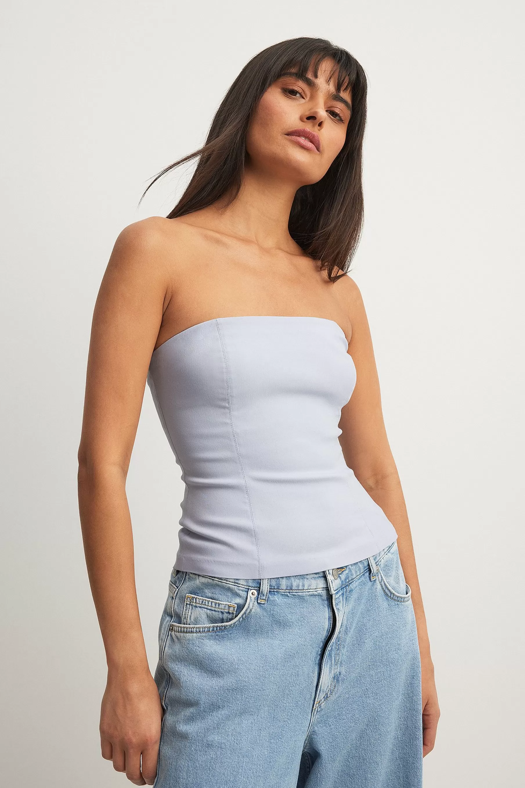 NA-KD Classic Corset Top Blue