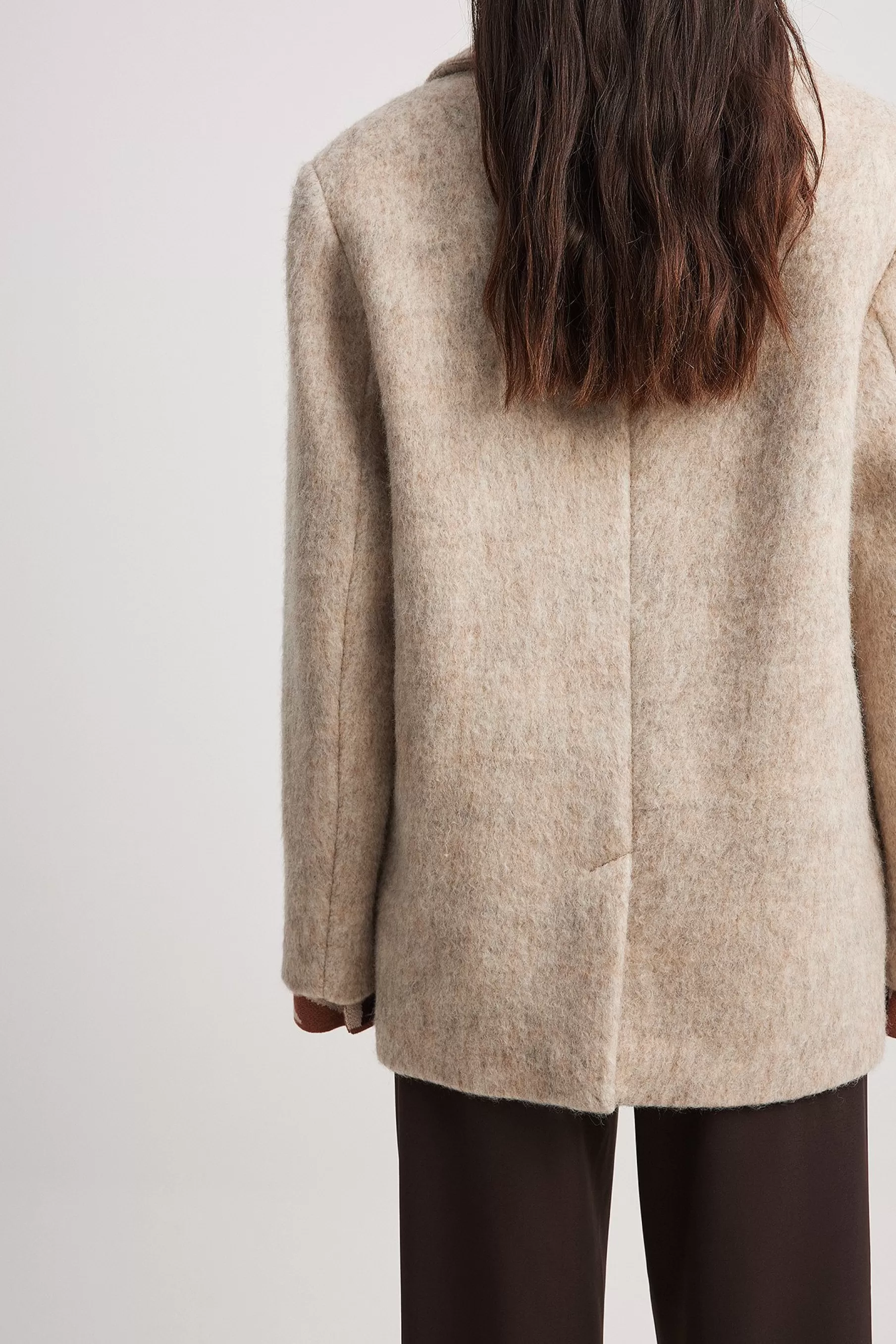 NA-KD Classic Wool Blend Short Coat Beige