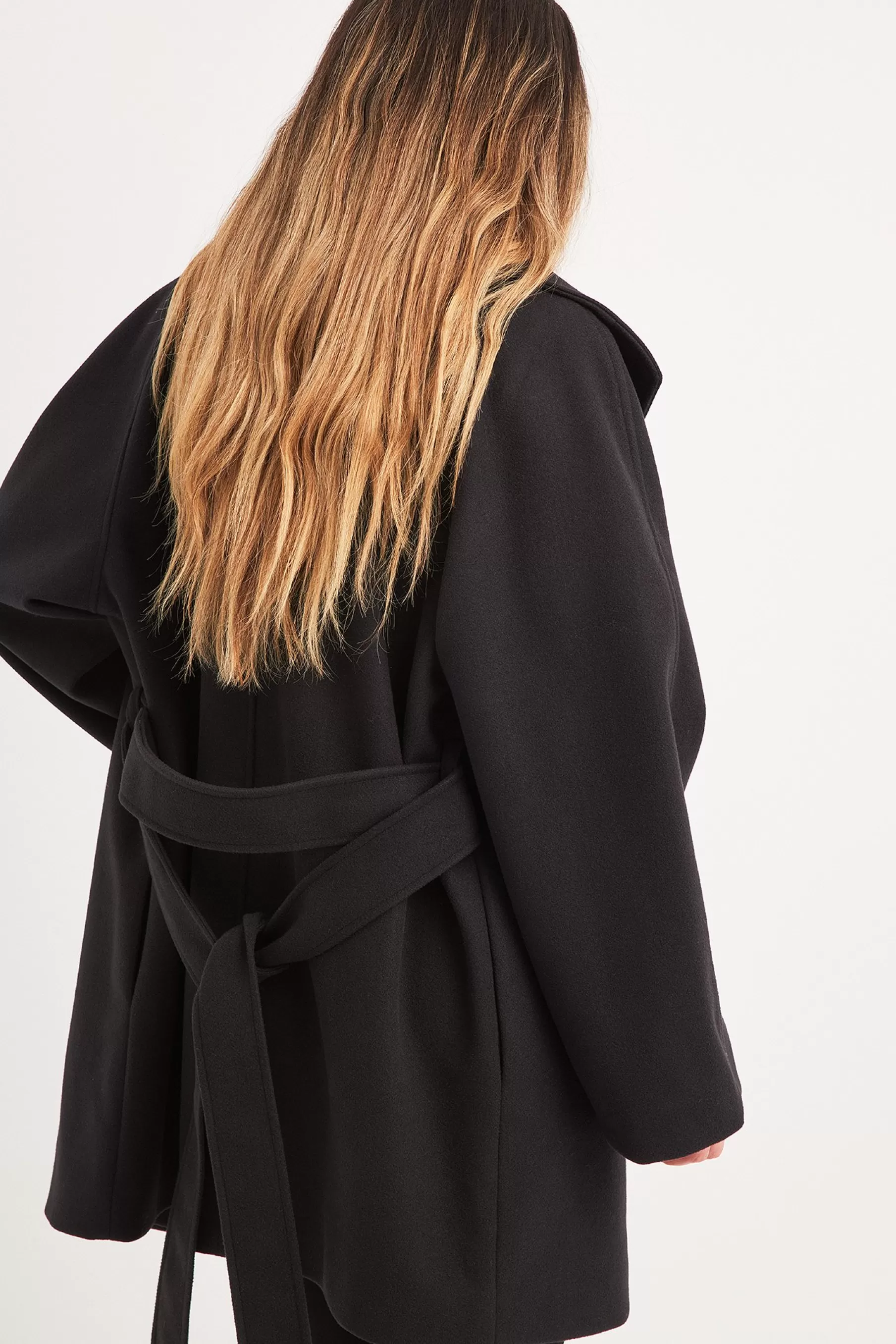 NA-KD Collar Detail Midi Coat Black