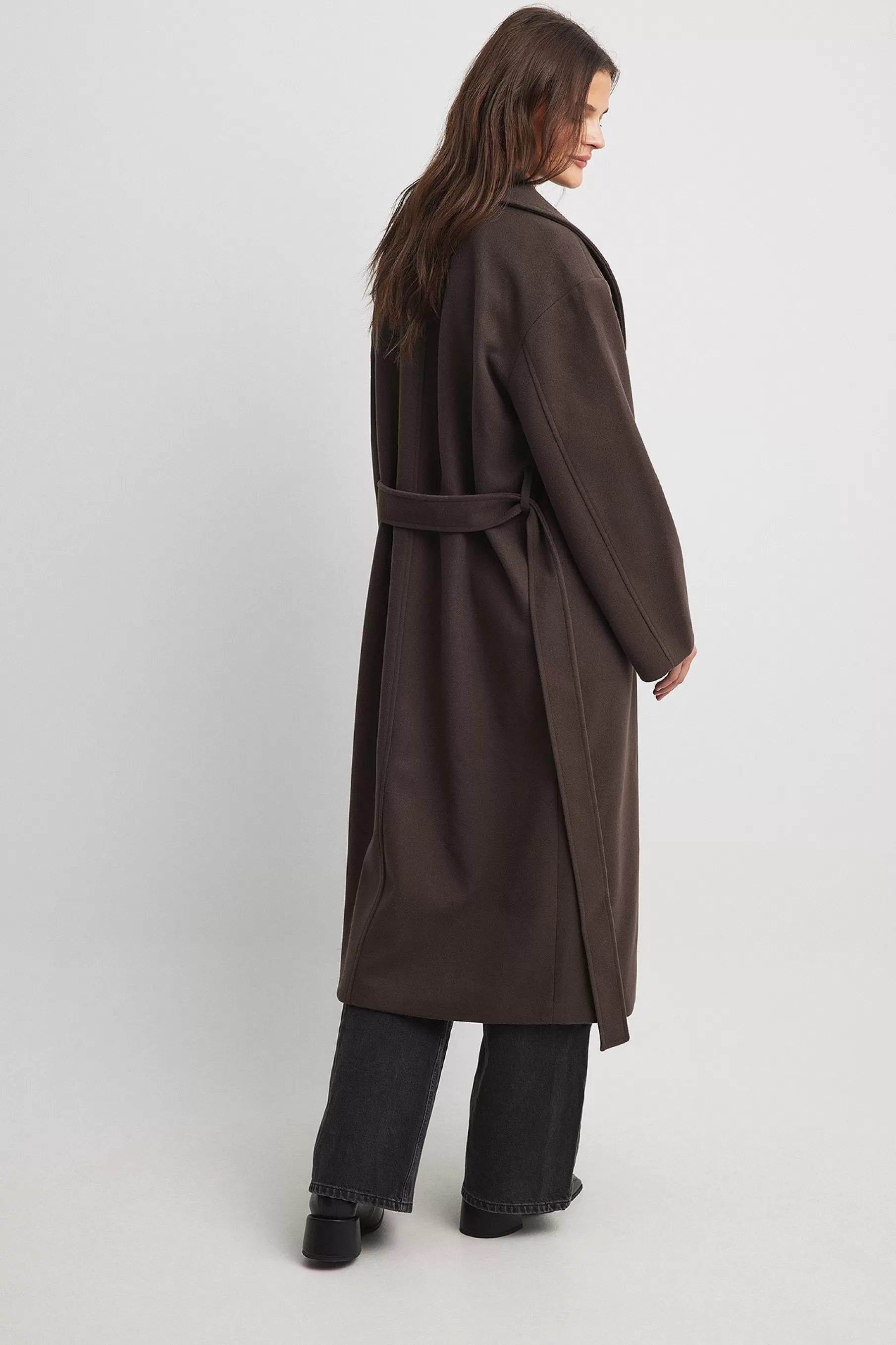 NA-KD Collar Detailed Coat Brown