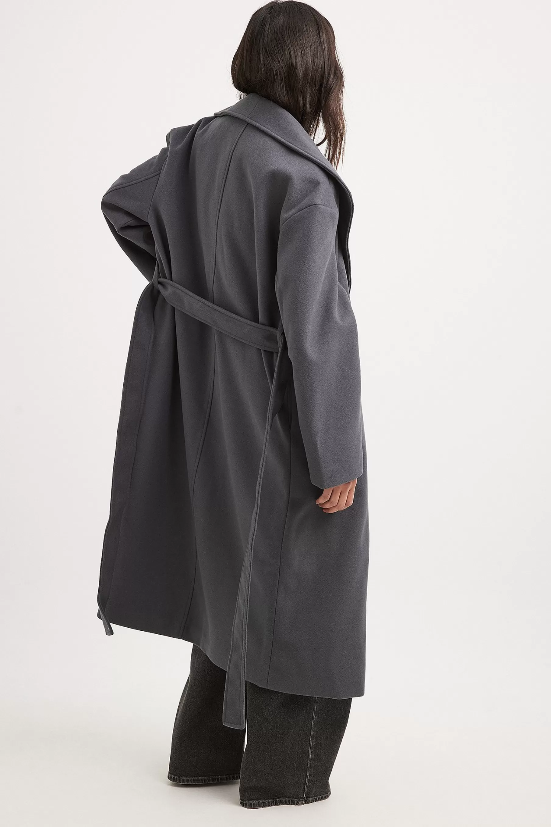 NA-KD Collar Detailed Coat Grey