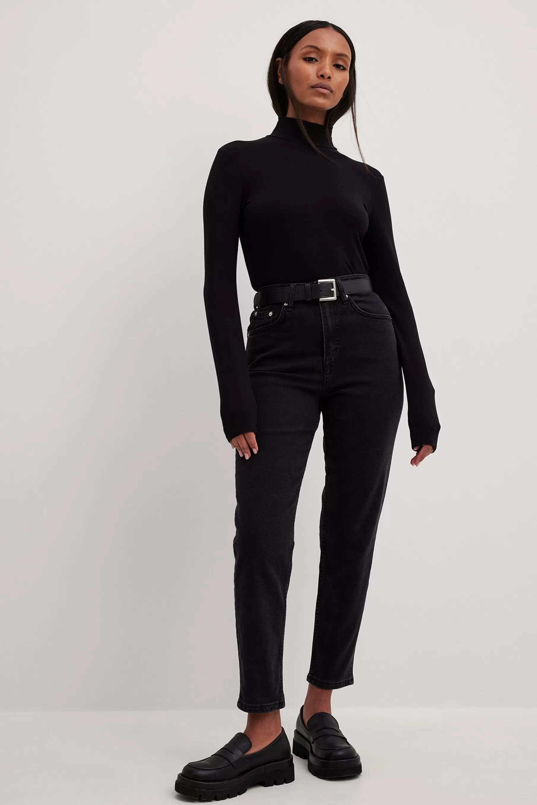 NA-KD Comfort Mom Jeans Black