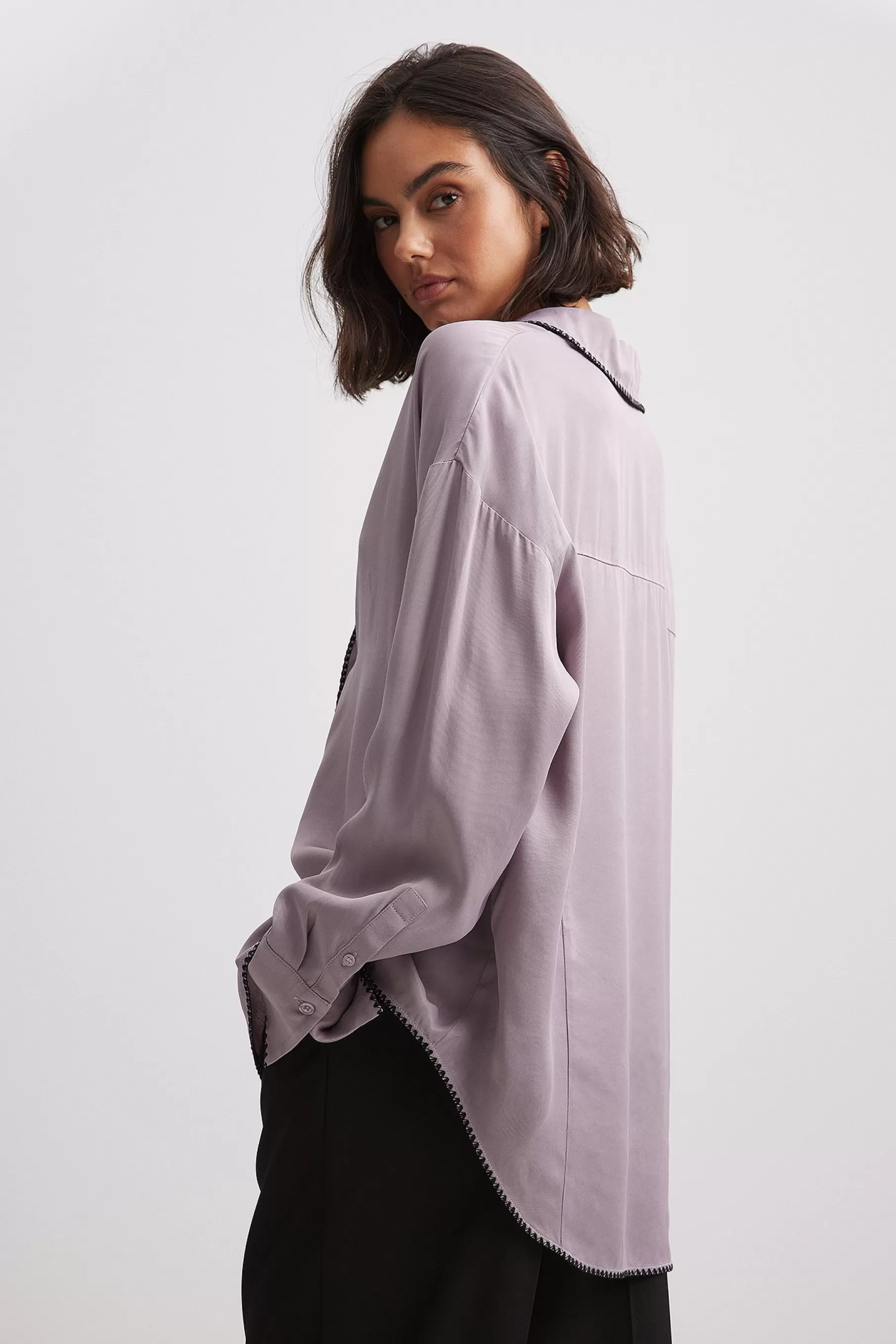 NA-KD Constrast Seam Detail Shirt Purple