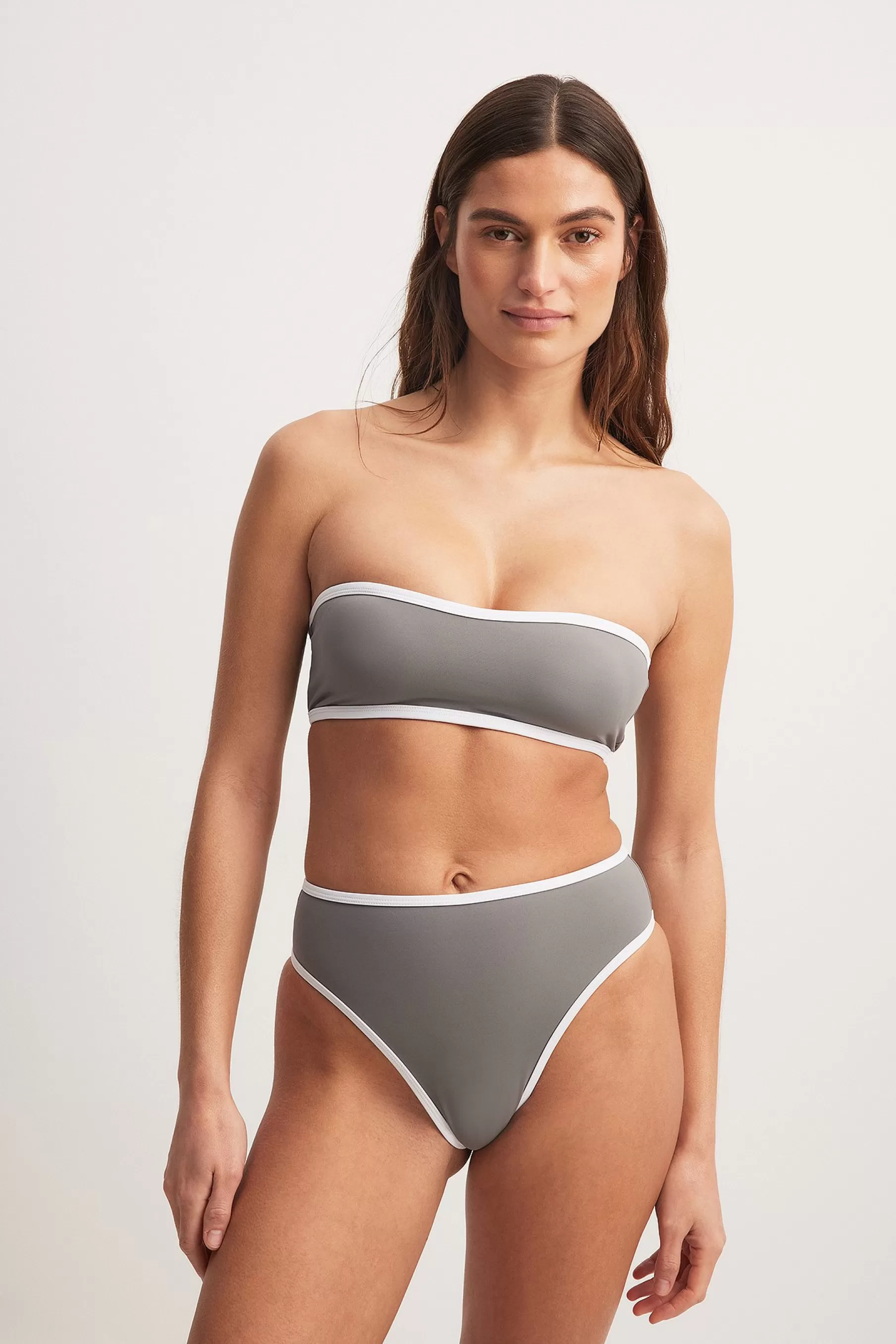 NA-KD Contrast Detail Padded Bikini Top Grey