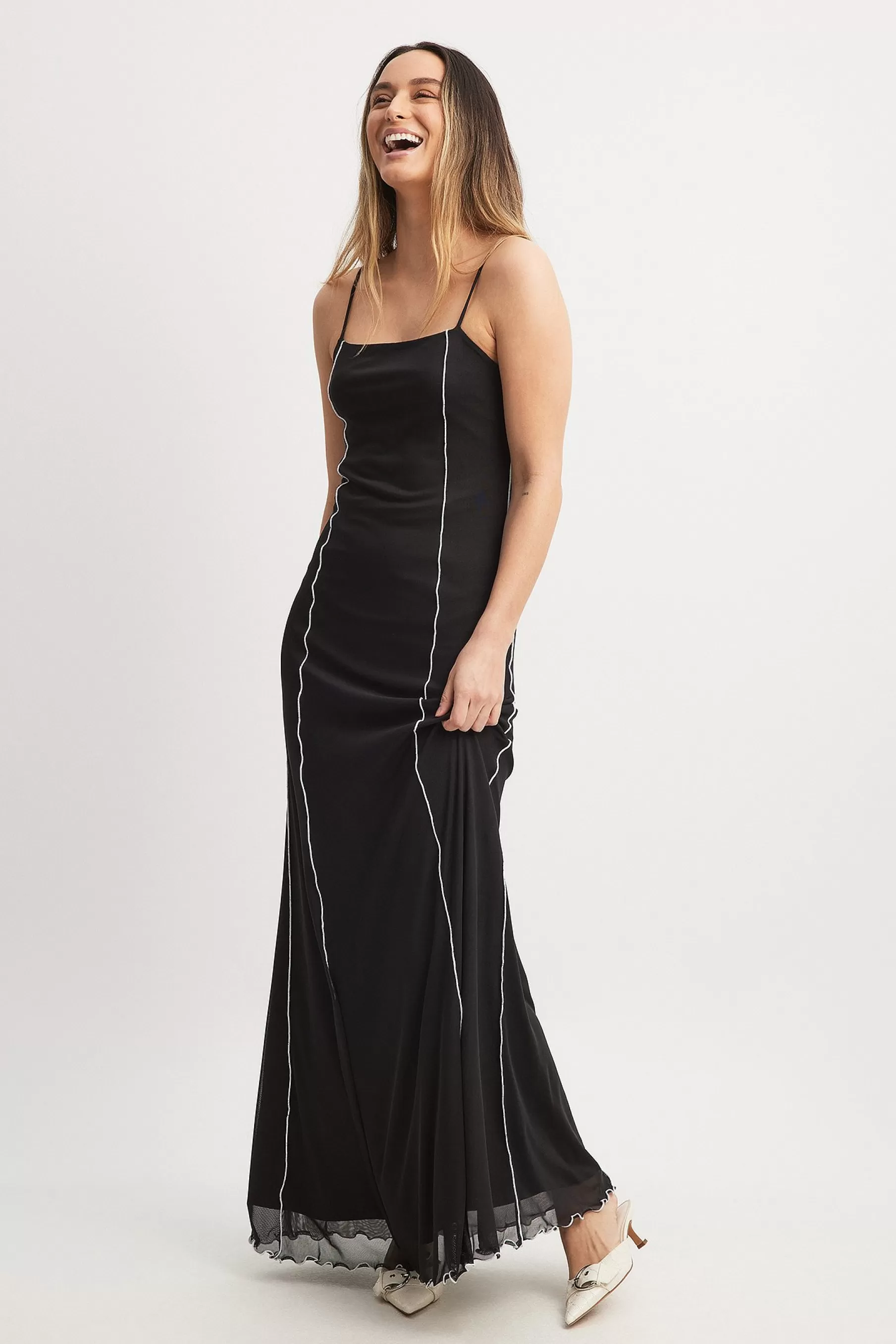 NA-KD Contrast Maxi Dress Black