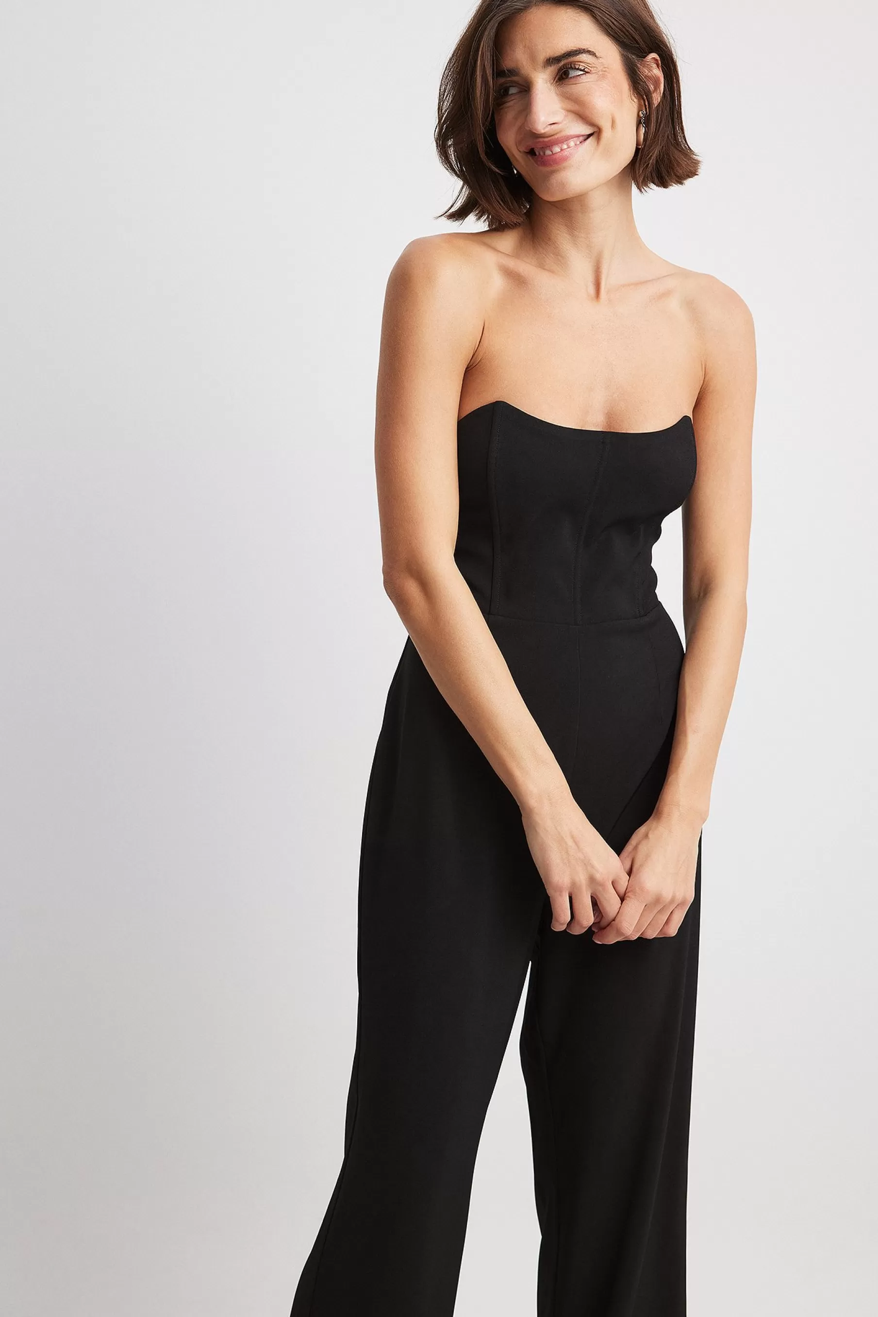 NA-KD Corset Bandeau Jumpsuit Black