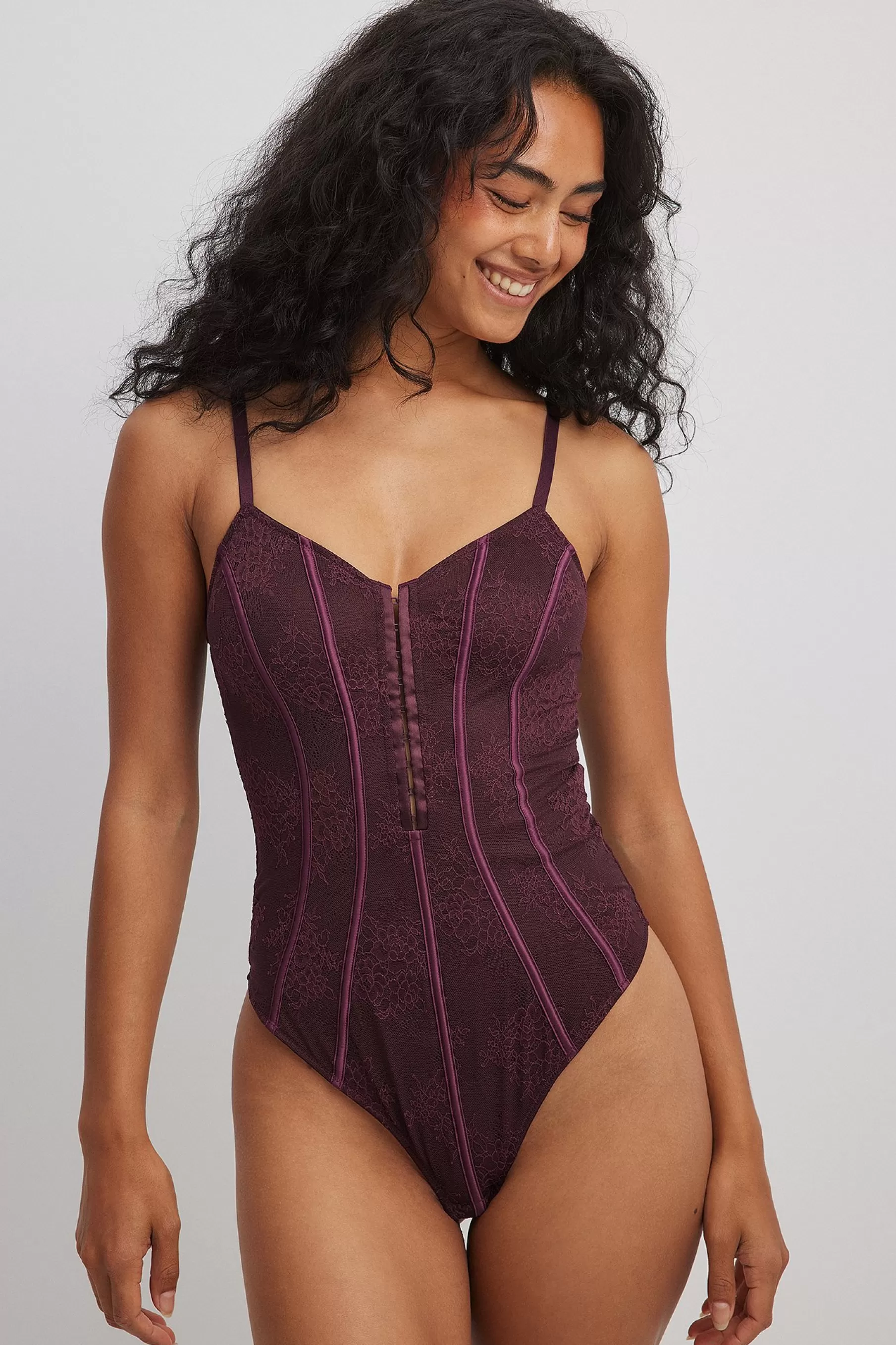 NA-KD Corset Lace Bodysuit Red