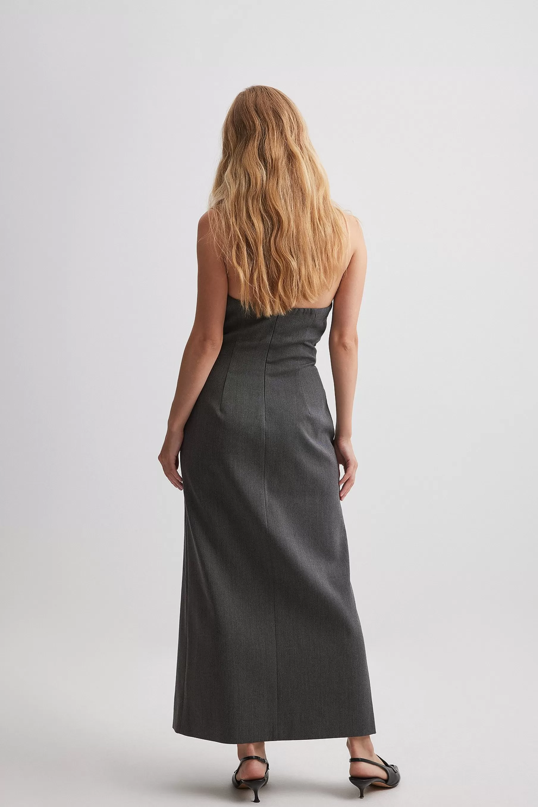 NA-KD Corset Midi Dress Grey