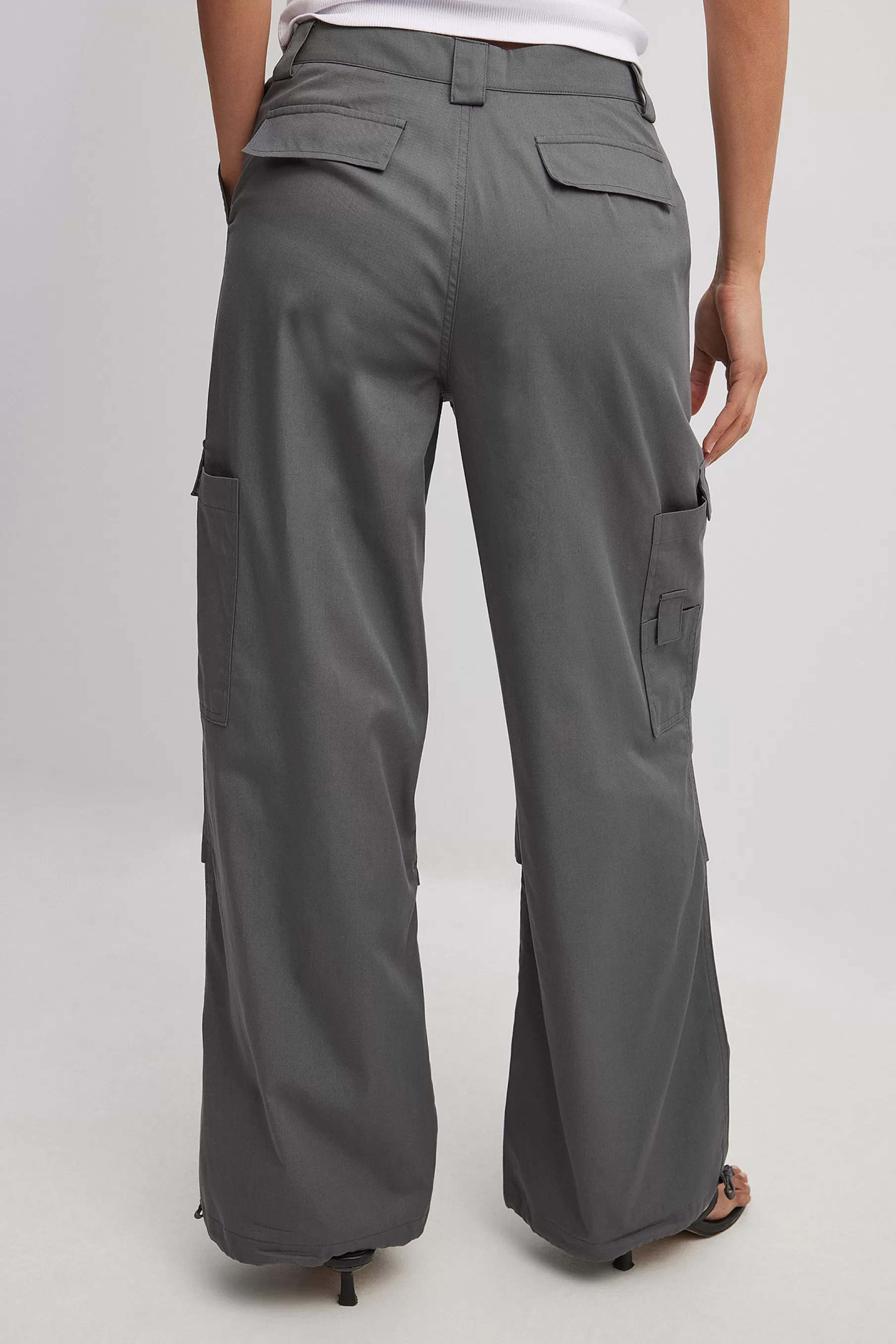 NA-KD Cotton Drawstring Cargo Pants Grey