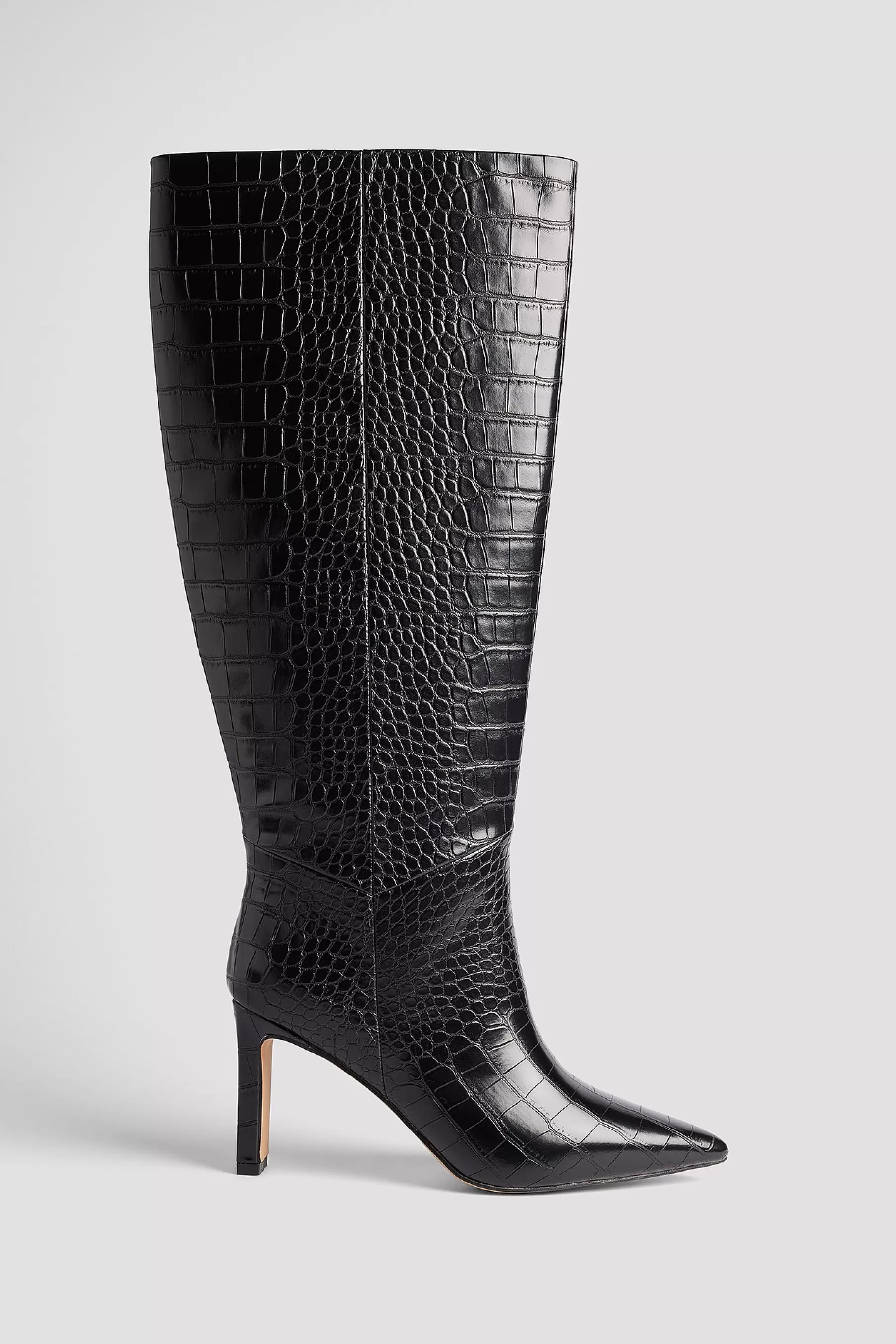 NA-KD Croc Pointy Toe Boots Black