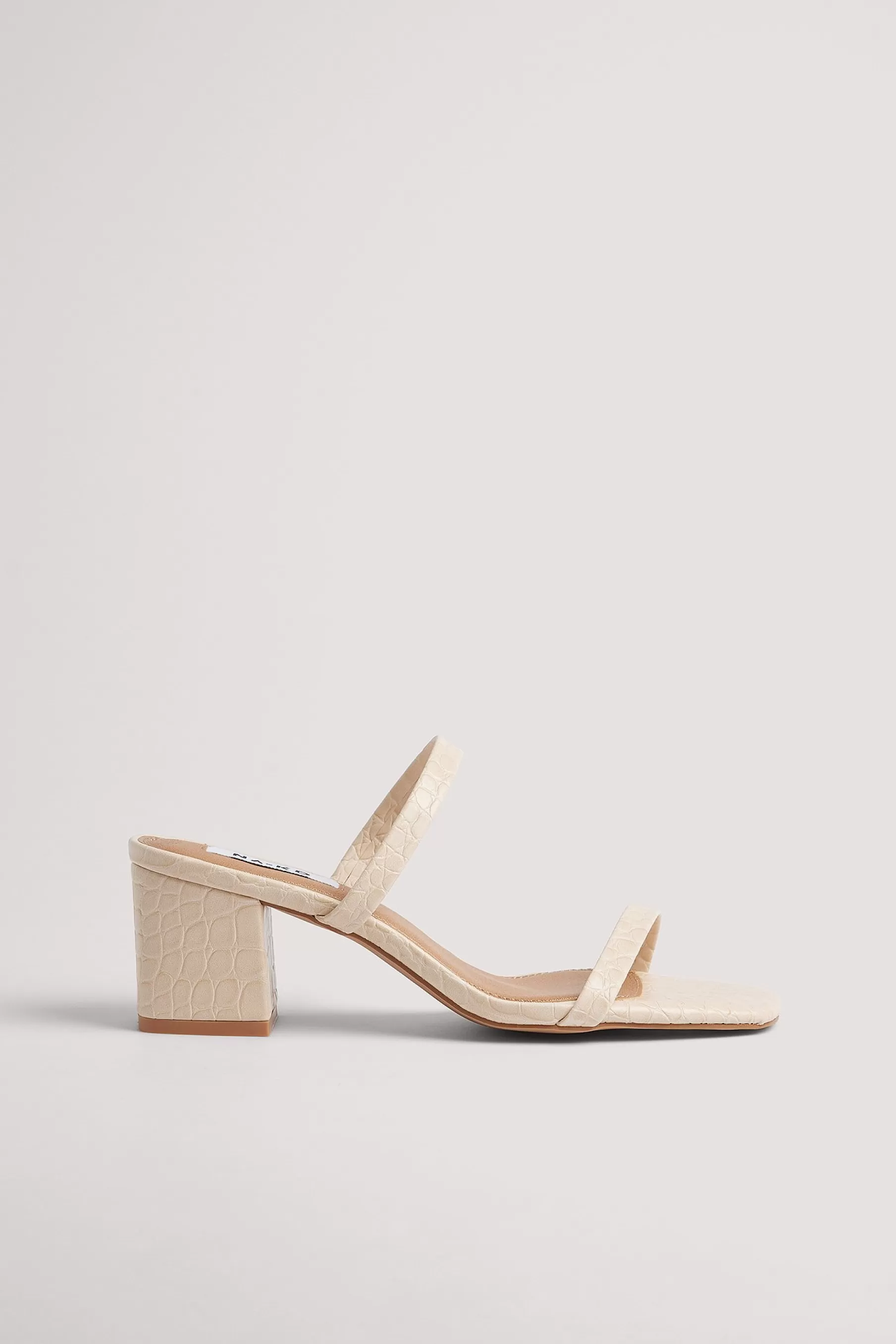 NA-KD Croc Squared Strap Sandals Beige