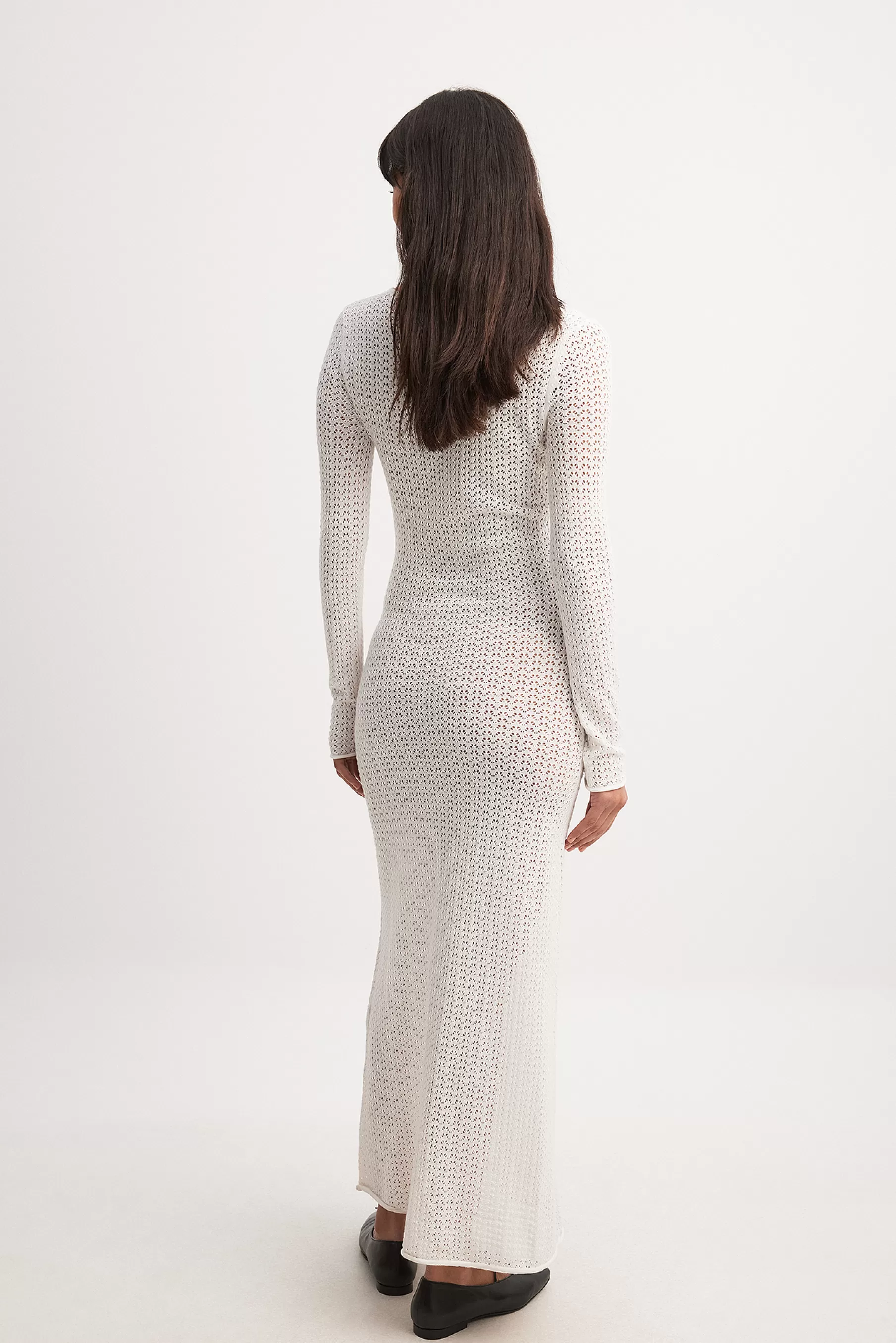 NA-KD Crochet Knitted Dress White