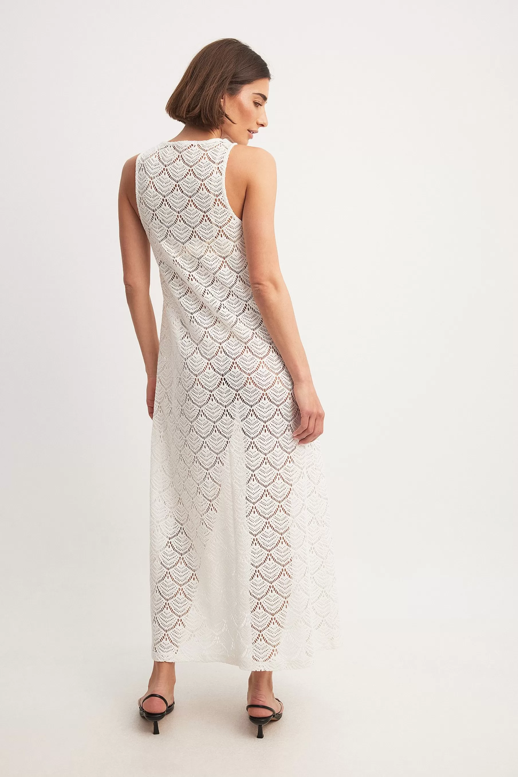 NA-KD Crochet Maxi Dress Offwhite