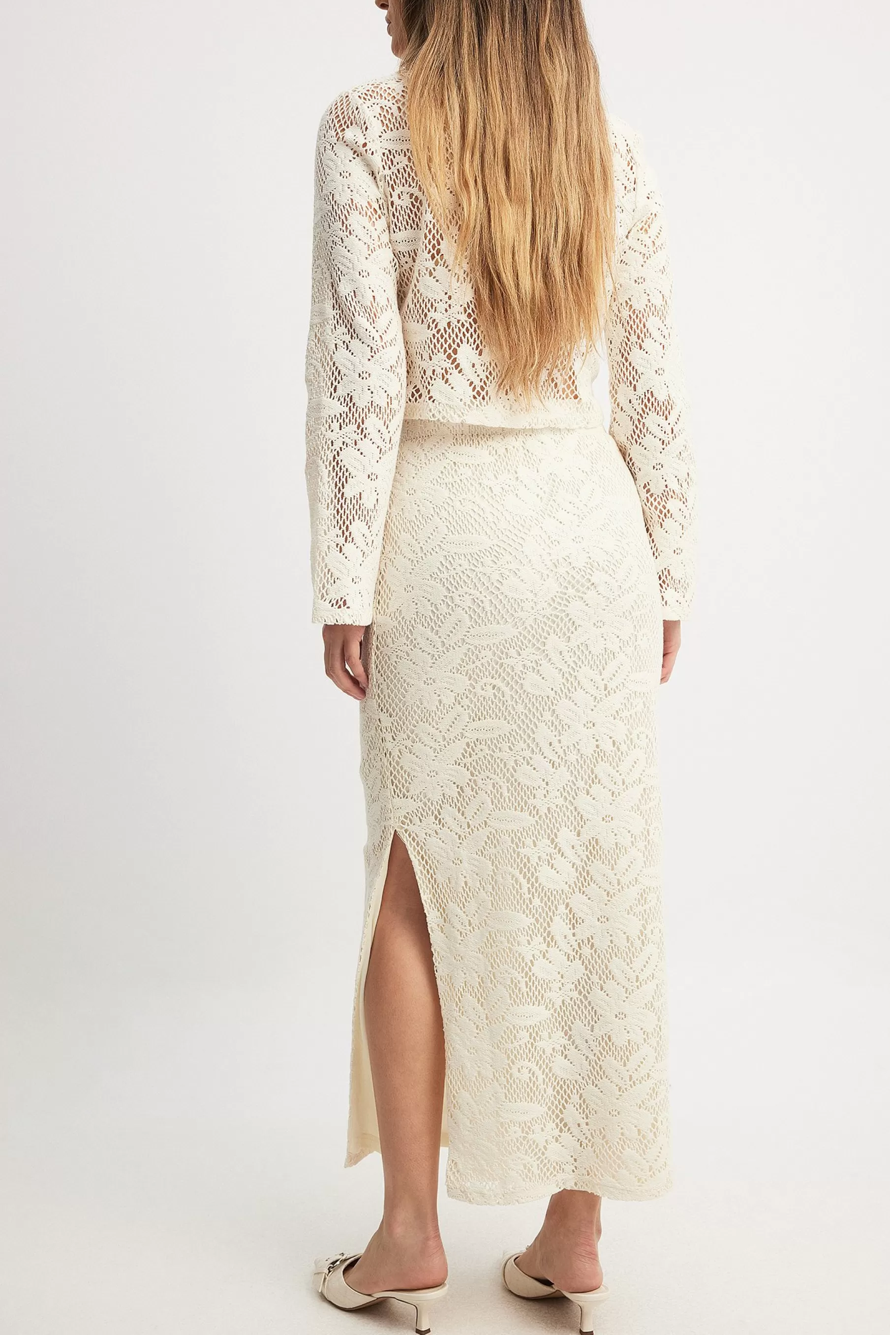 NA-KD Crochet Maxi Skirt Offwhite