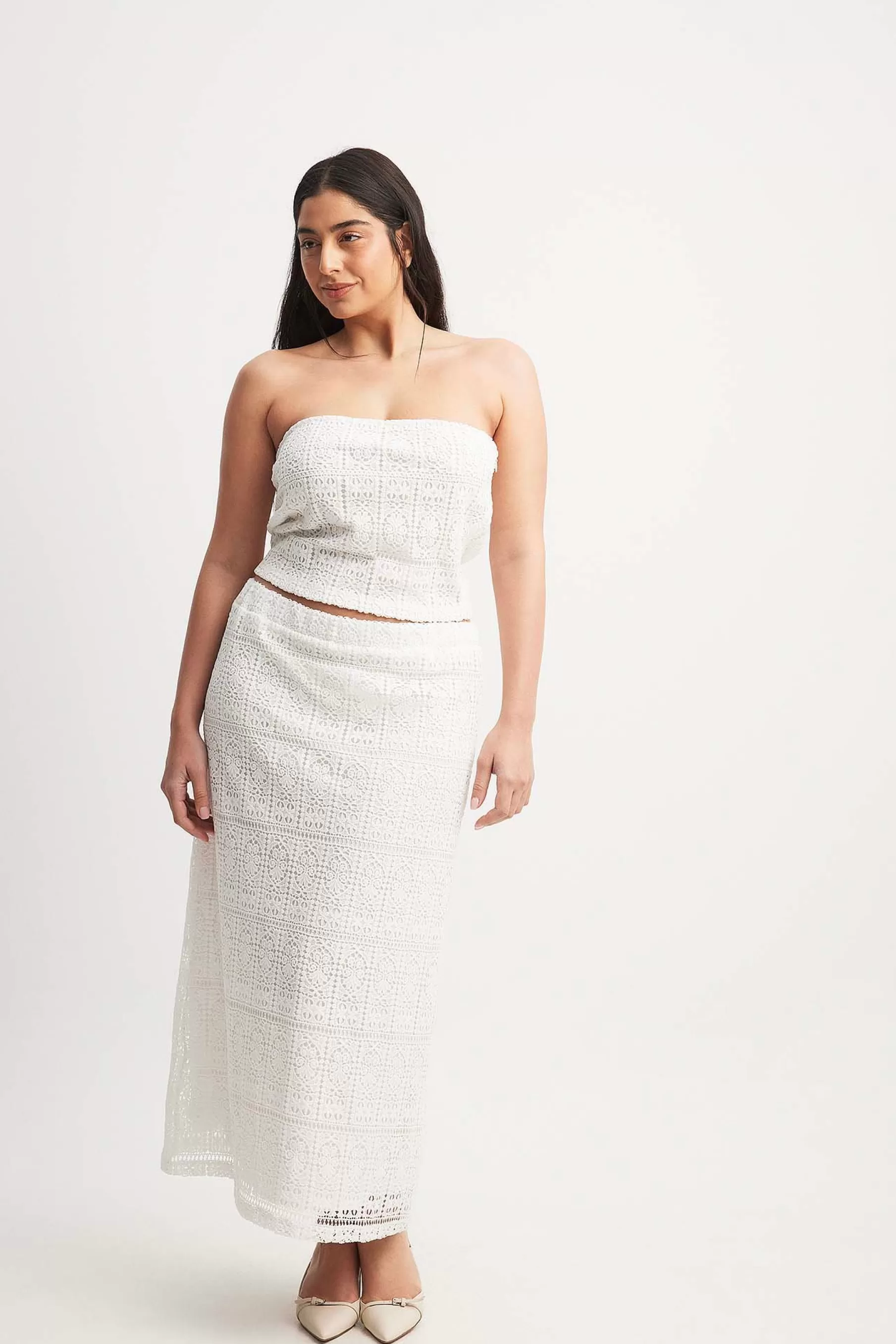 NA-KD Crochet Maxi Skirt White