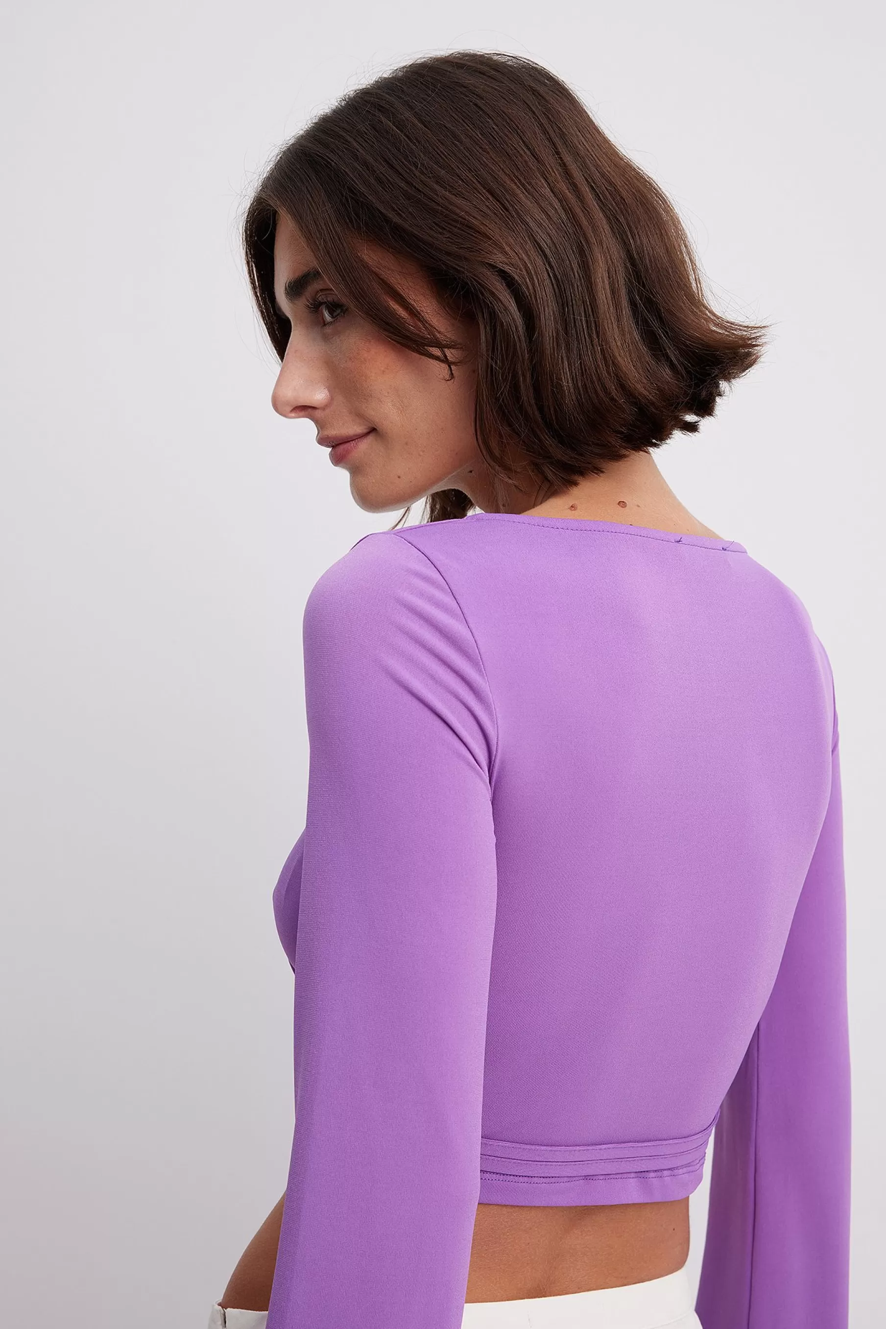 NA-KD Cropped Front Detail Top Purple