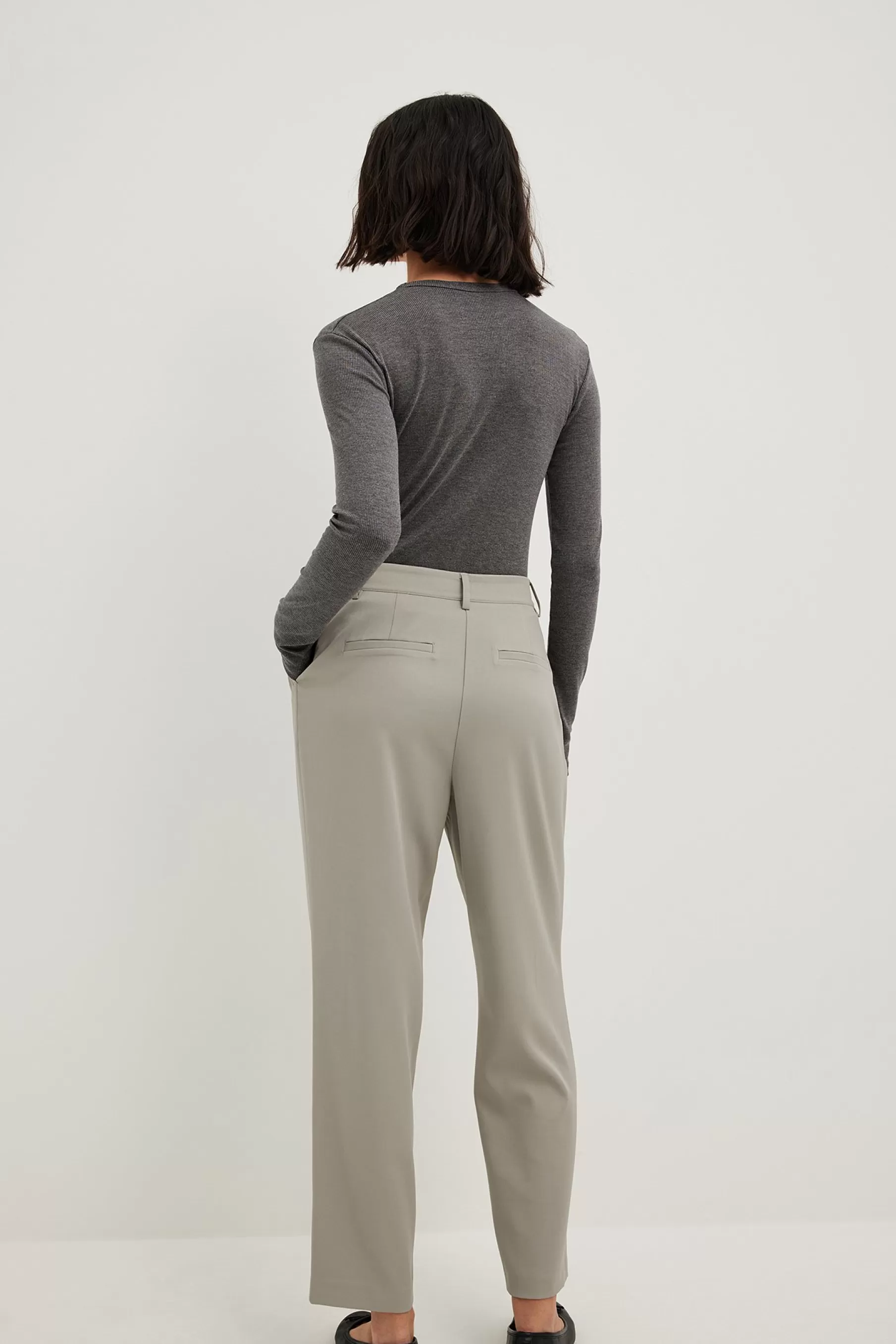 NA-KD Cropped High Waist Pants Grey