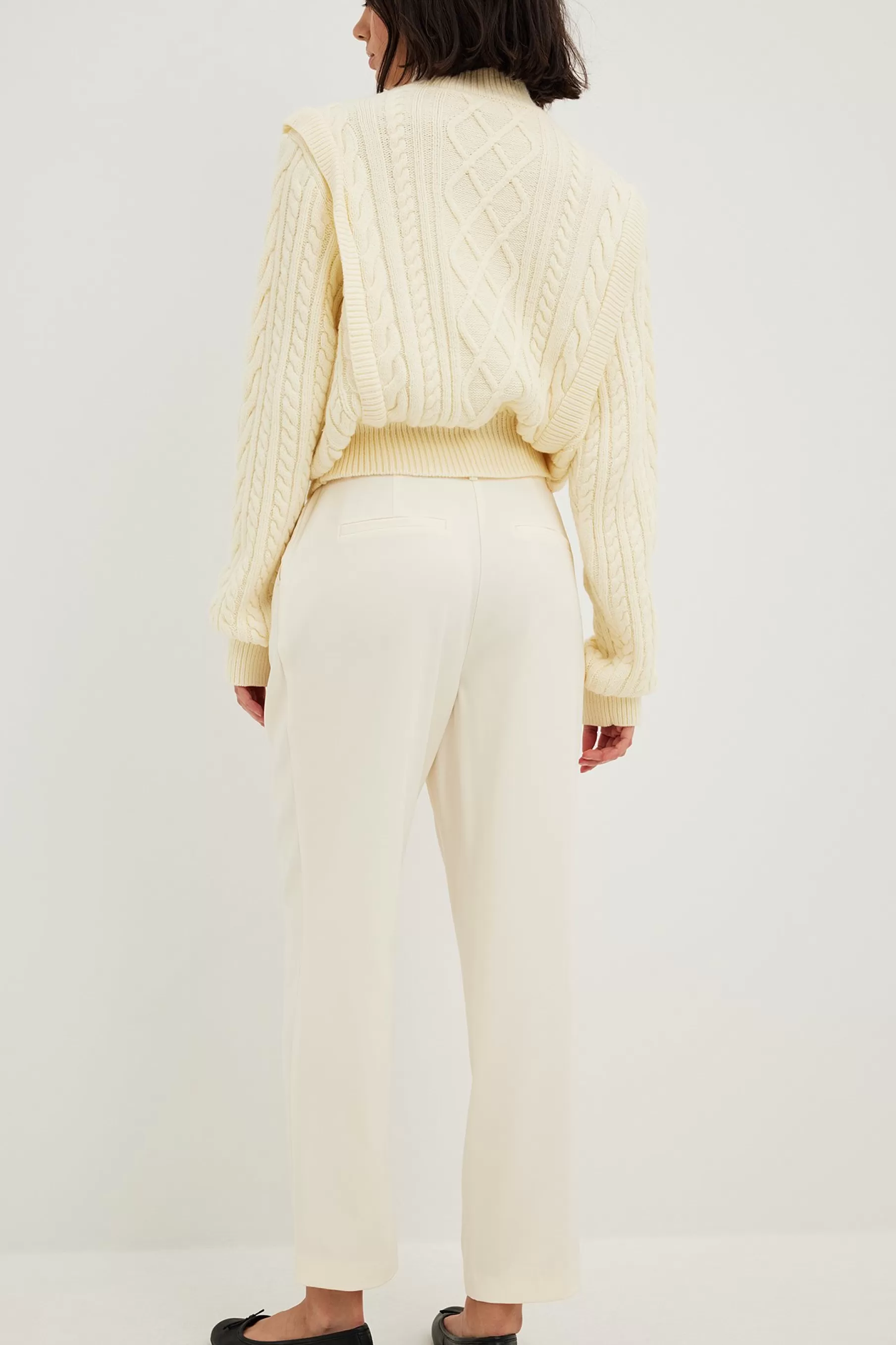 NA-KD Cropped High Waist Pants White