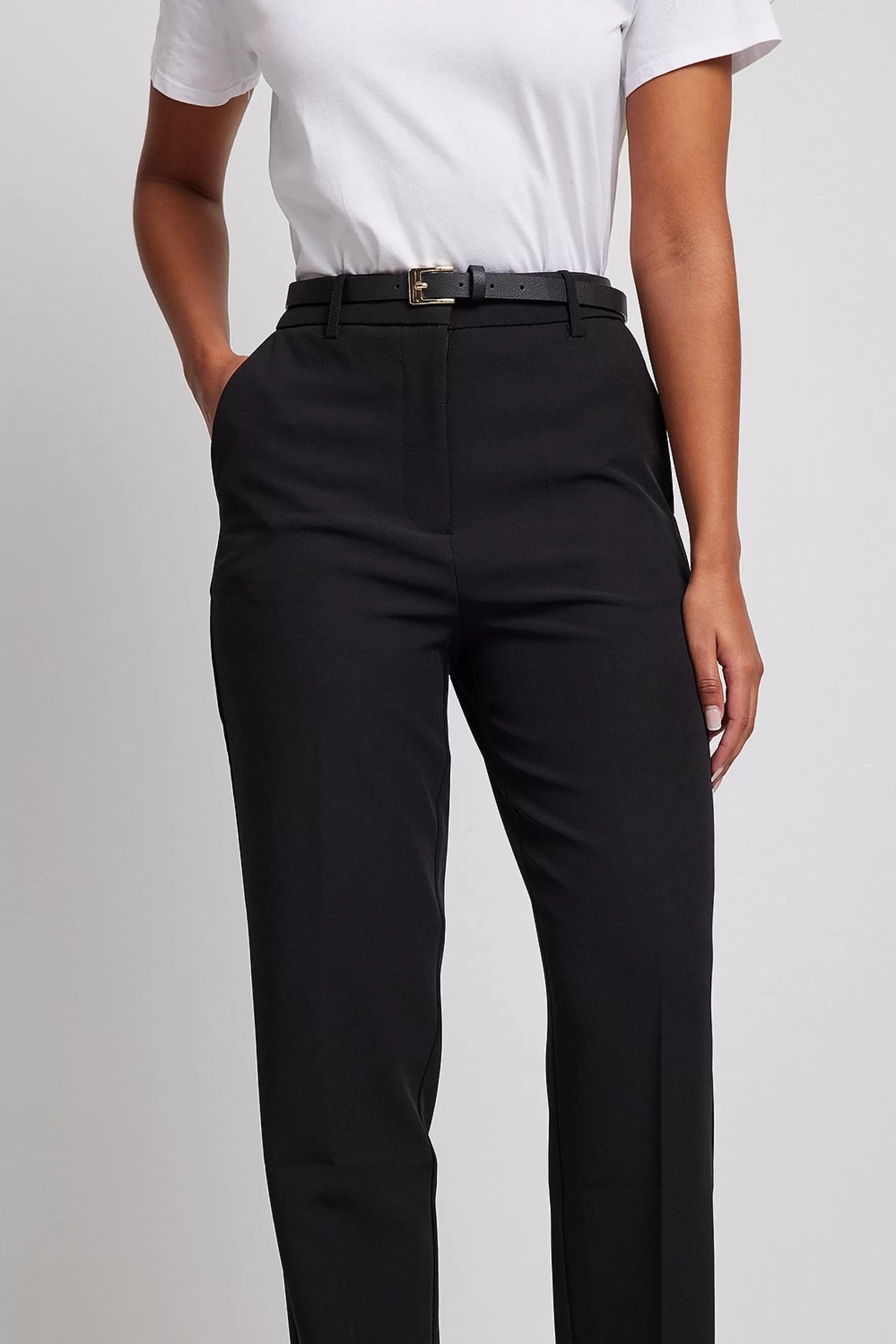 NA-KD Cropped Regular Suit Pants Black