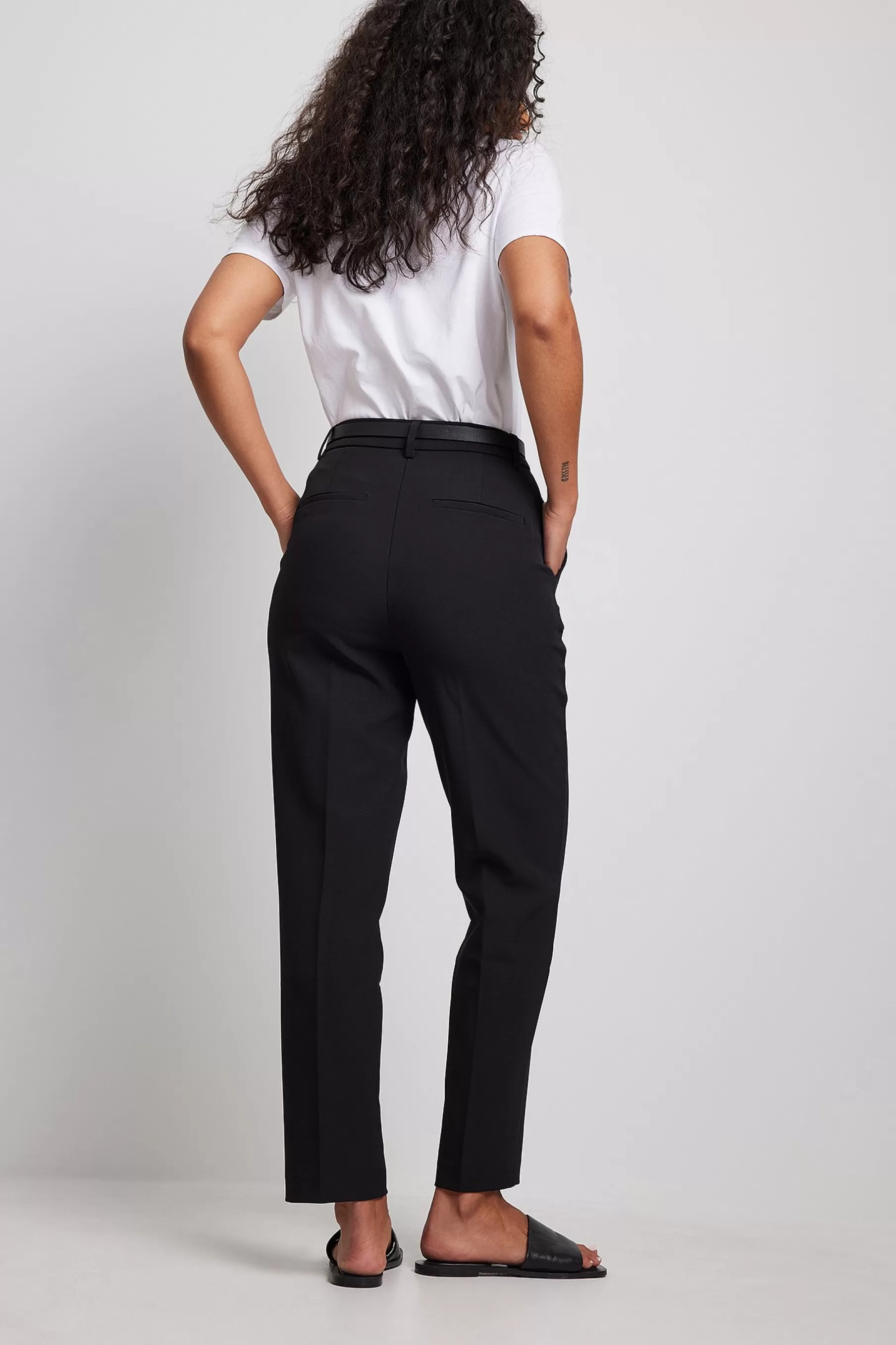 NA-KD Cropped Regular Suit Pants Black