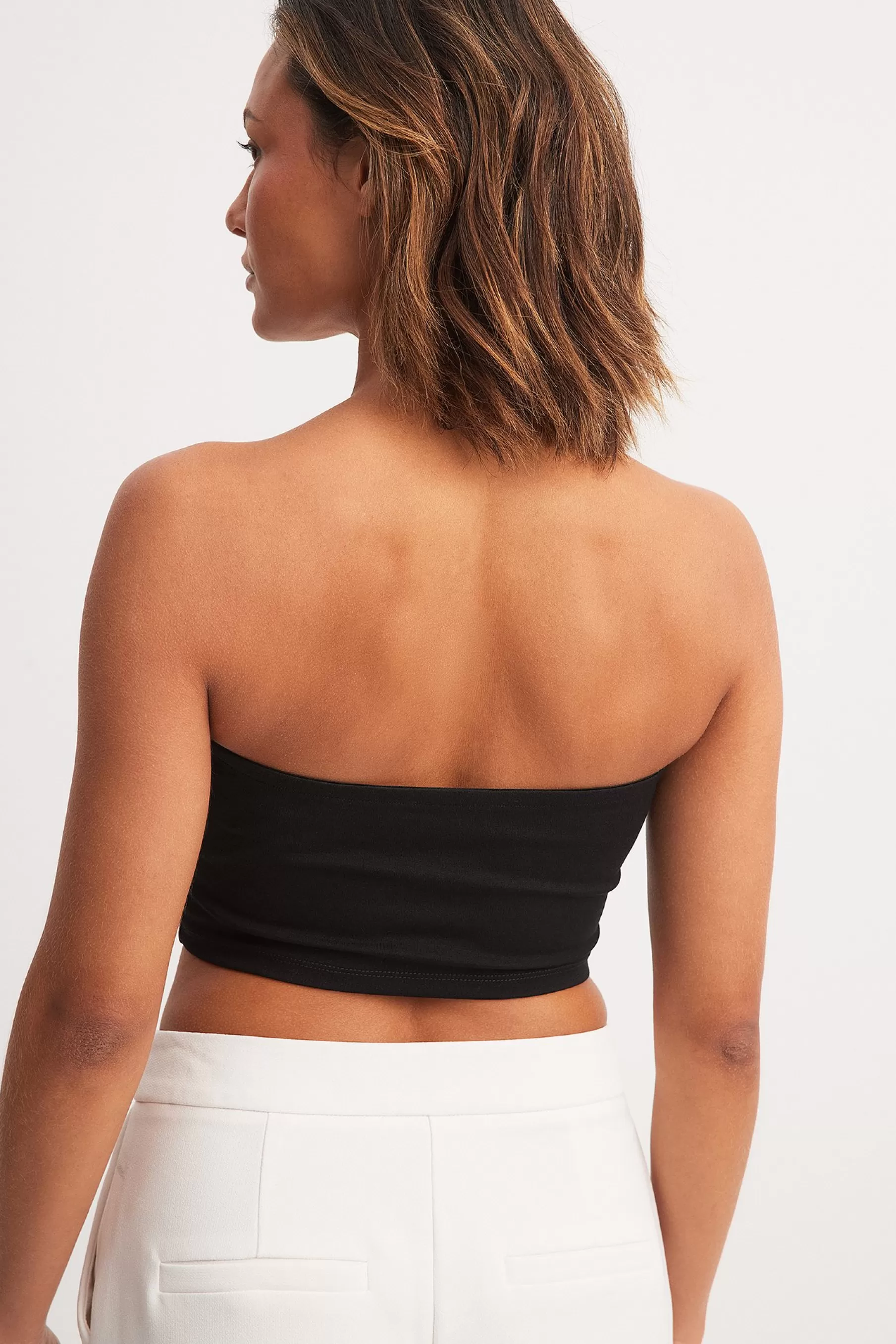 NA-KD Cropped Tube Top Black