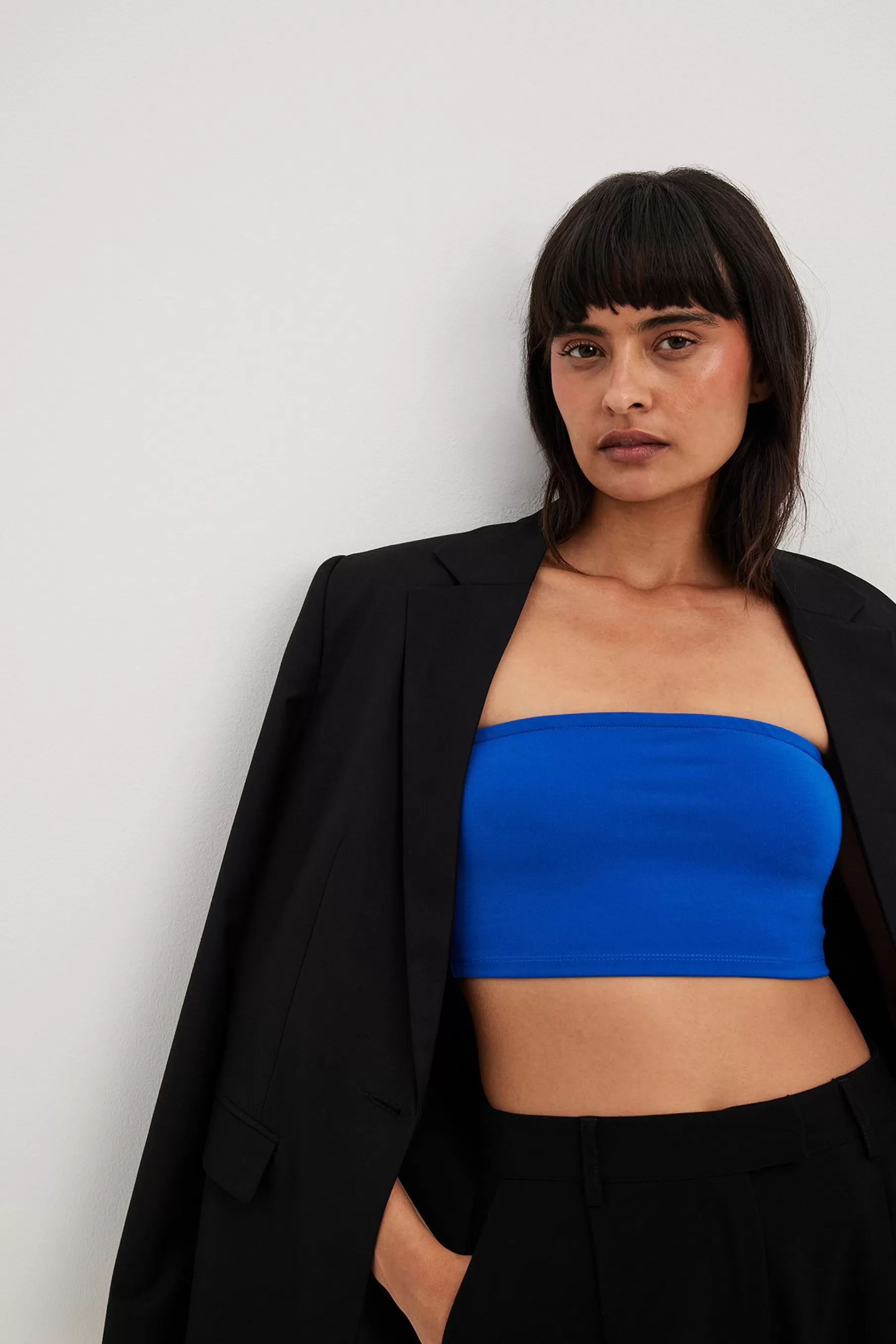 NA-KD Cropped Tube Top Blue