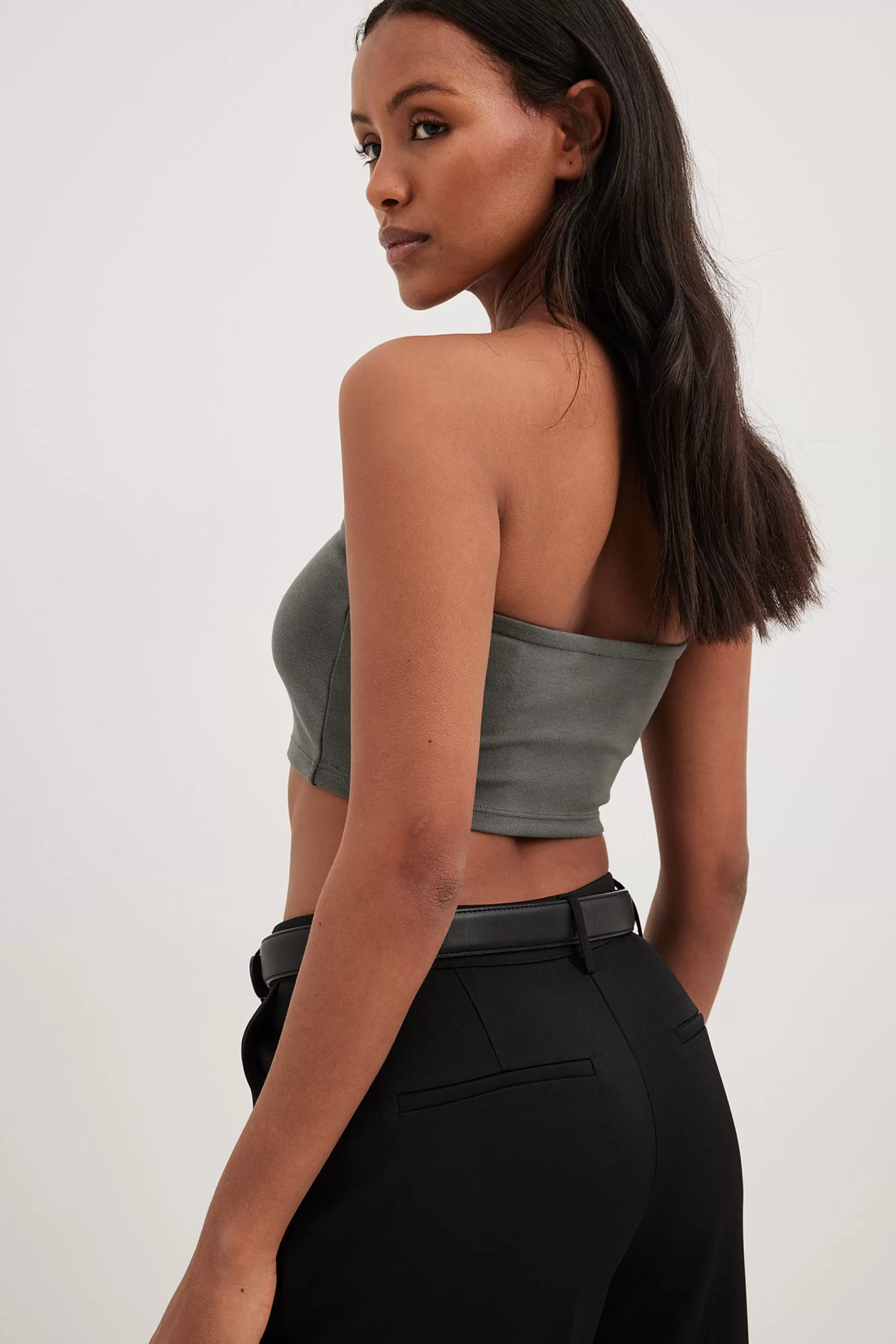 NA-KD Cropped Tube Top Grey