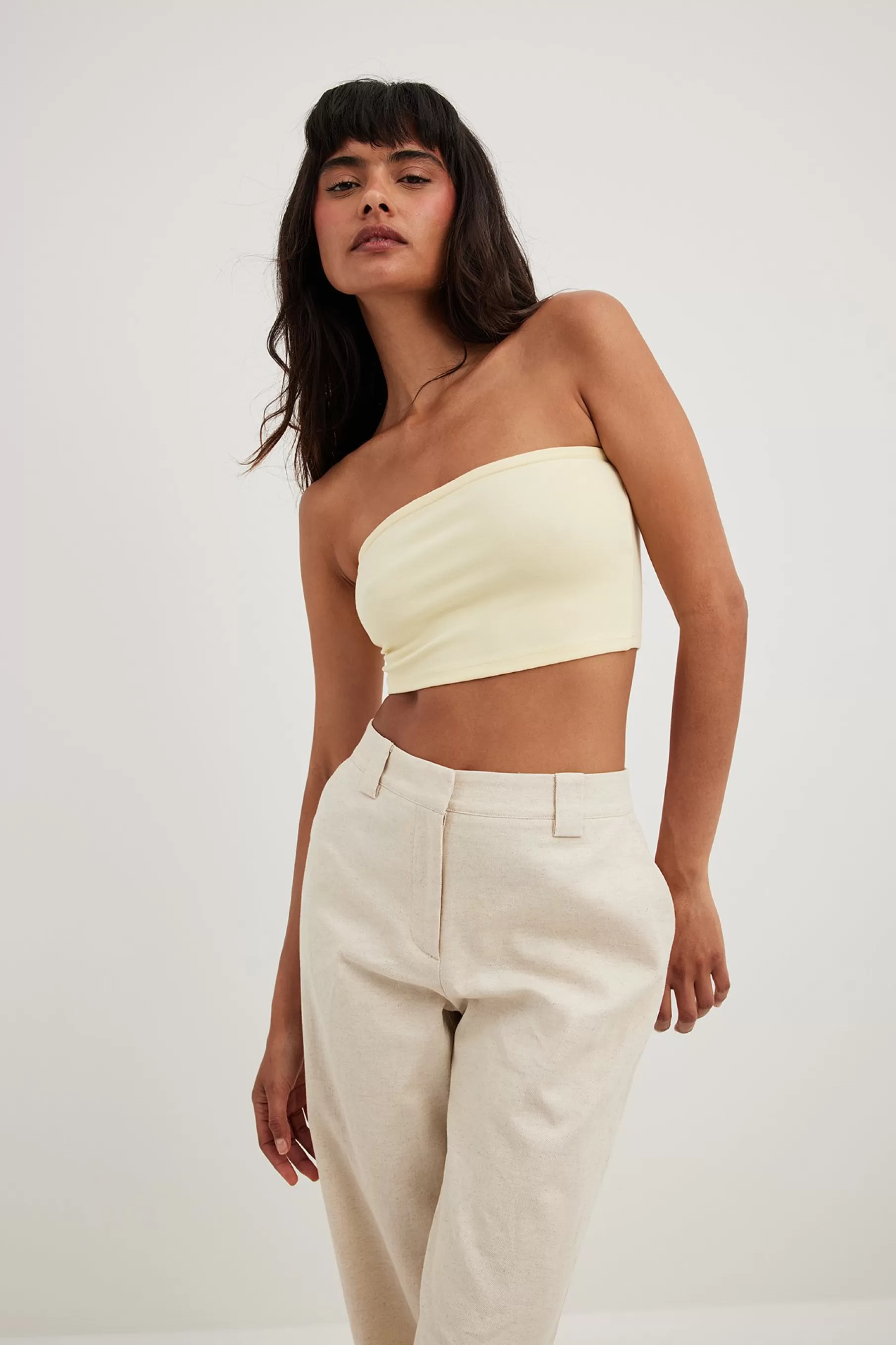 NA-KD Cropped Tube Top Yellow