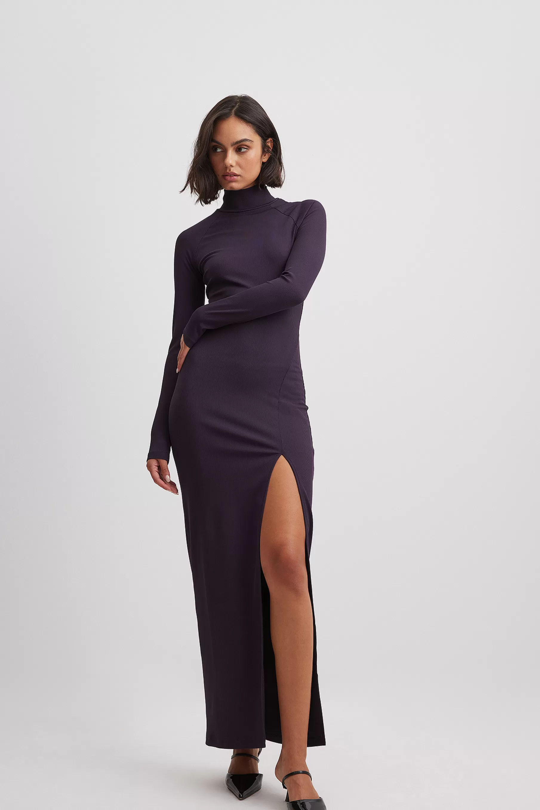 NA-KD Crossed Back Midi Dress Purple