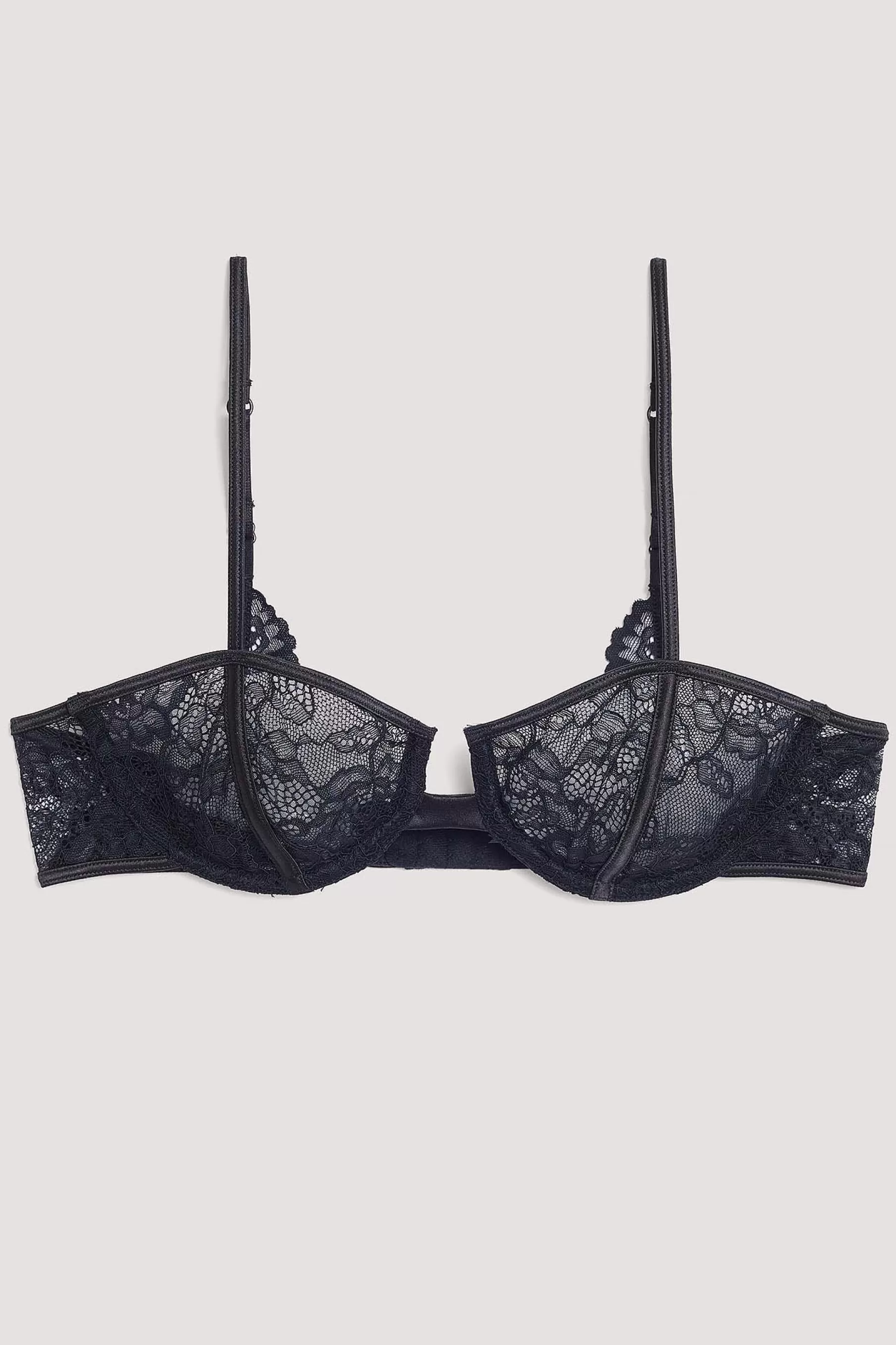 NA-KD Cut Out Detailed Lace Bra Black