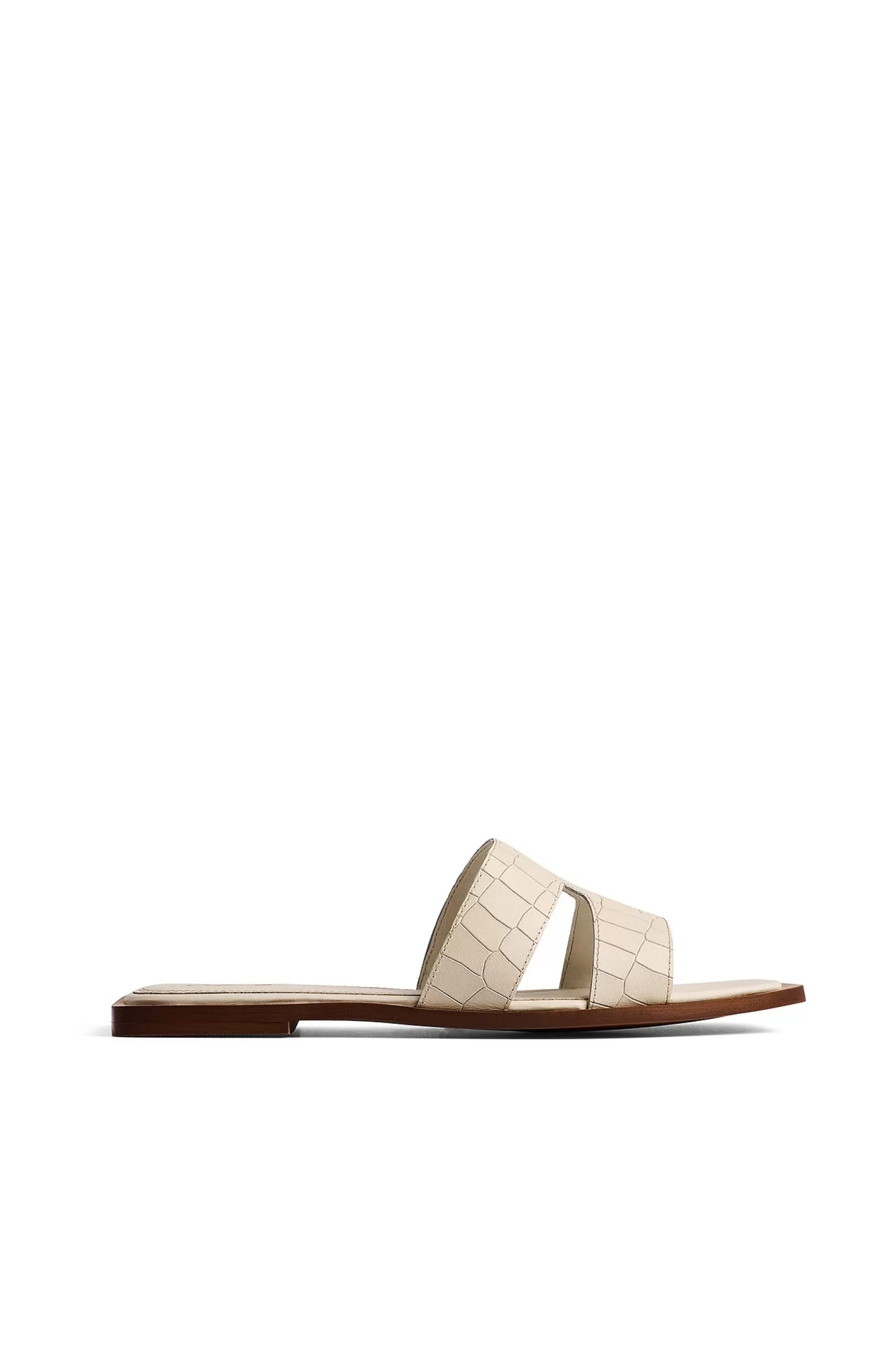 NA-KD Cut Out Leather Slippers Offwhite