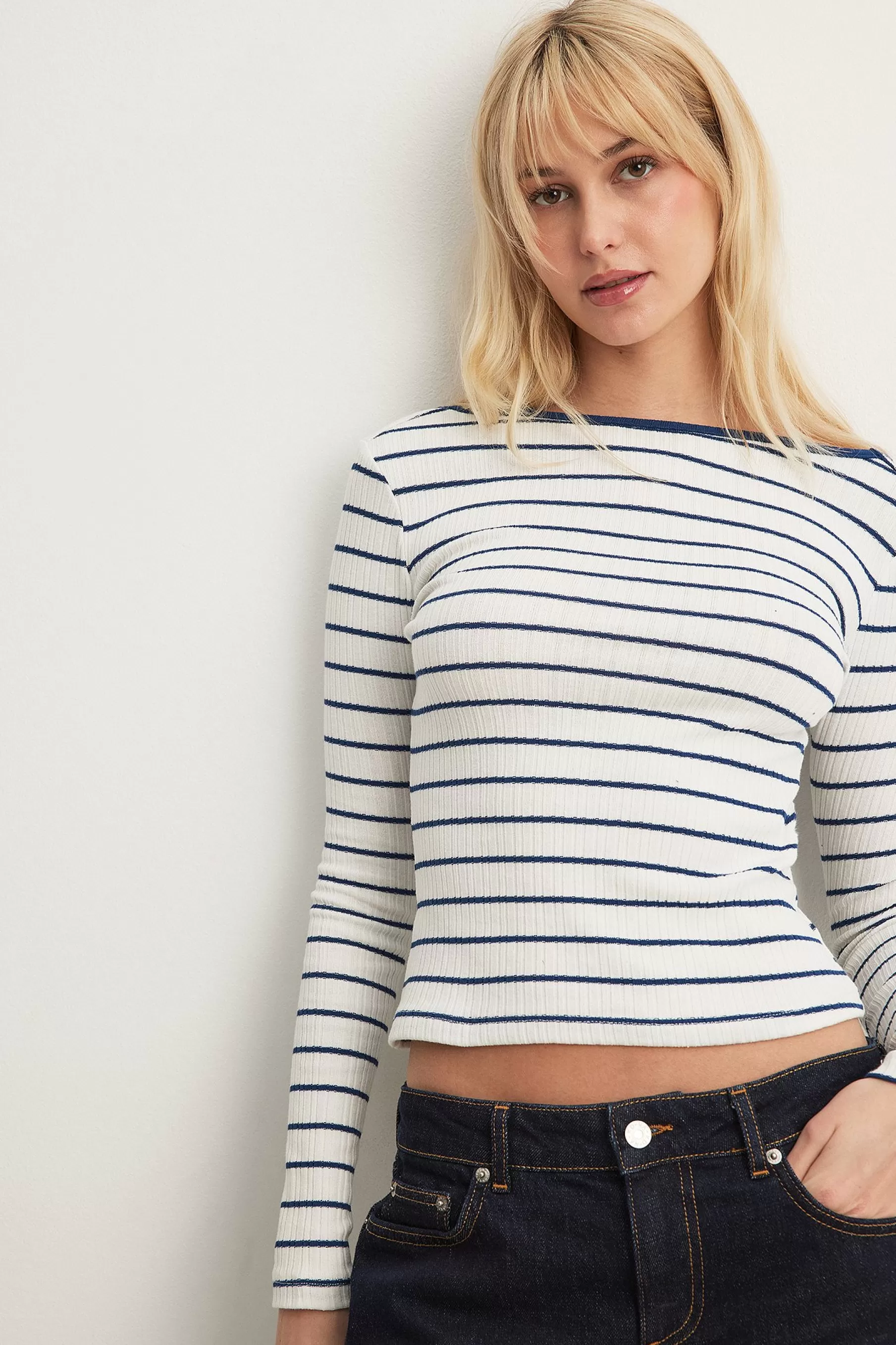 NA-KD Deep Back Stripe Top Stripe