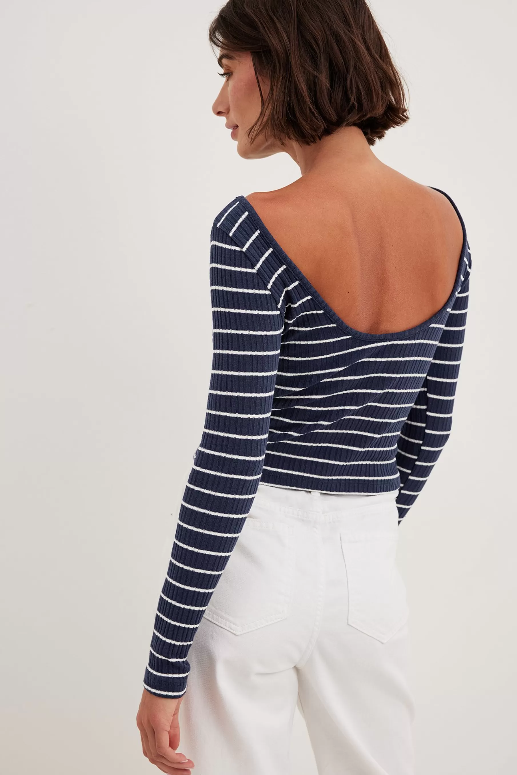 NA-KD Deep Back Stripe Top Stripe