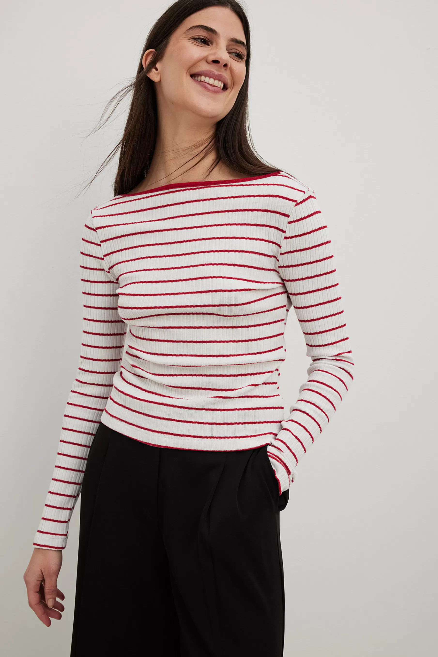 NA-KD Deep Back Stripe Top Stripe