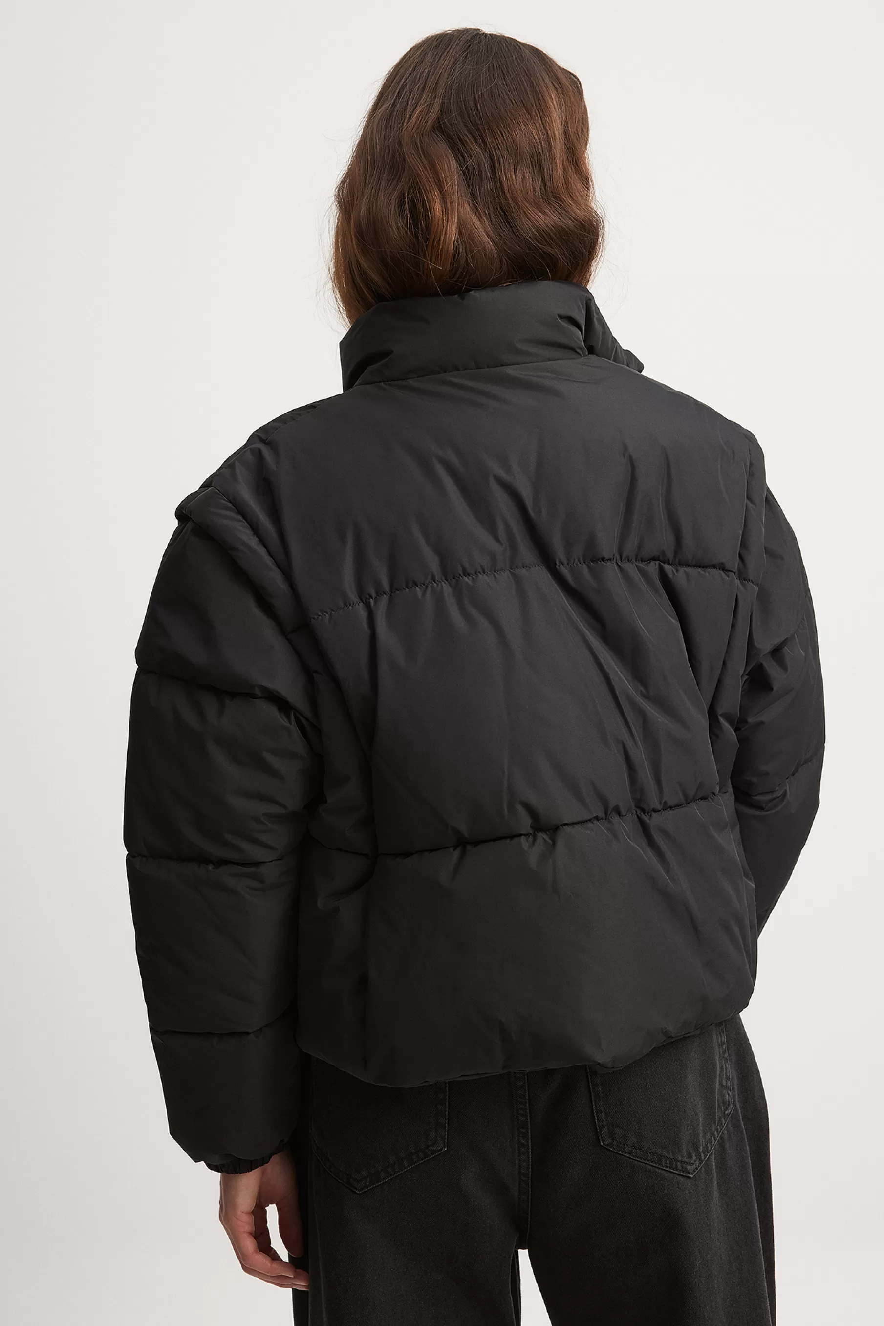 NA-KD Detachable Sleeve Padded Jacket Black